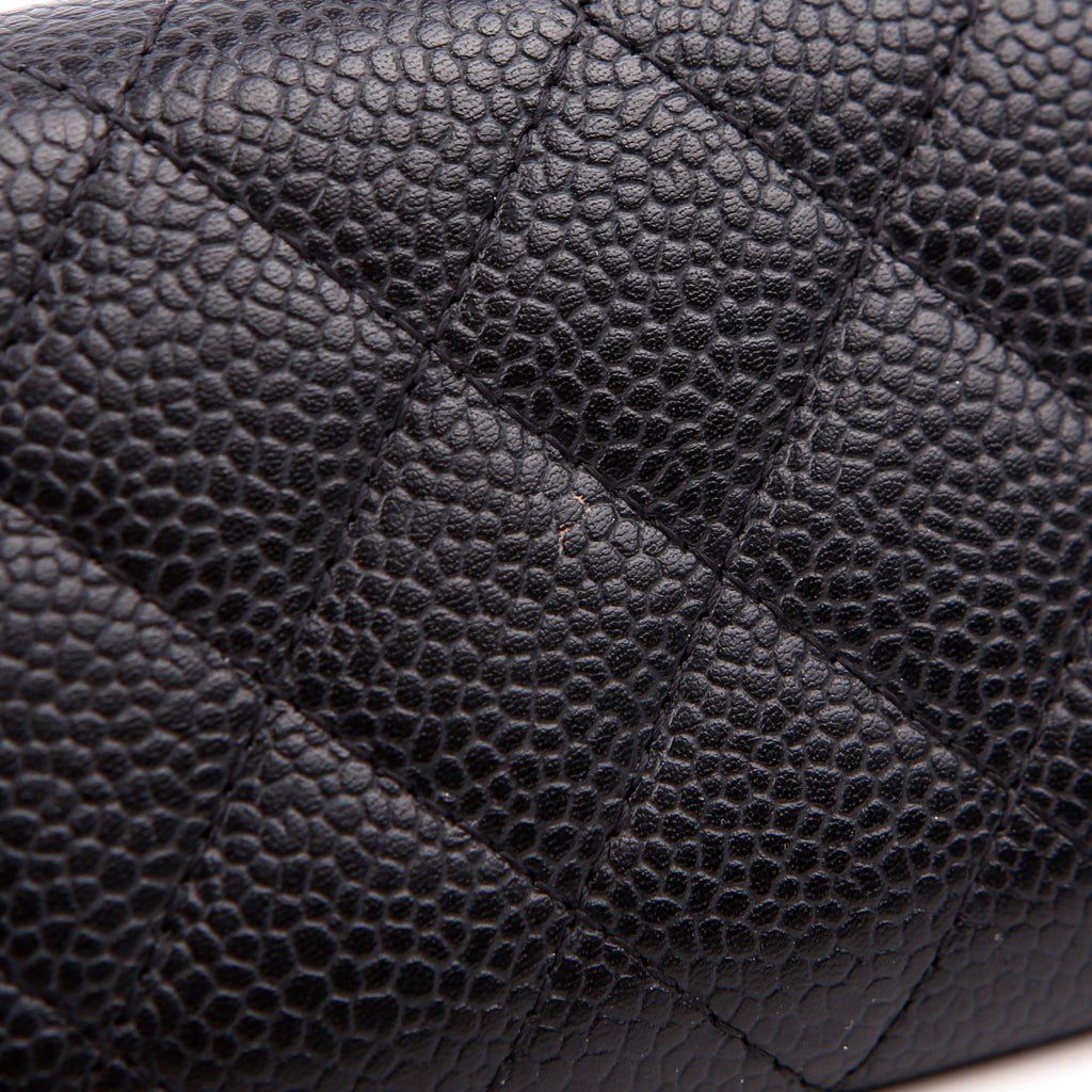 Quilted Flap Card Holder Caviar Black