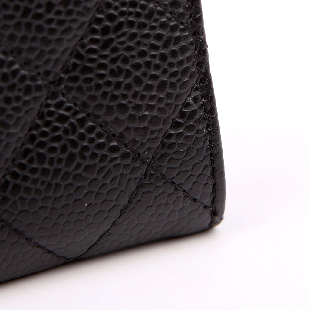 Quilted Flap Card Holder Caviar Black
