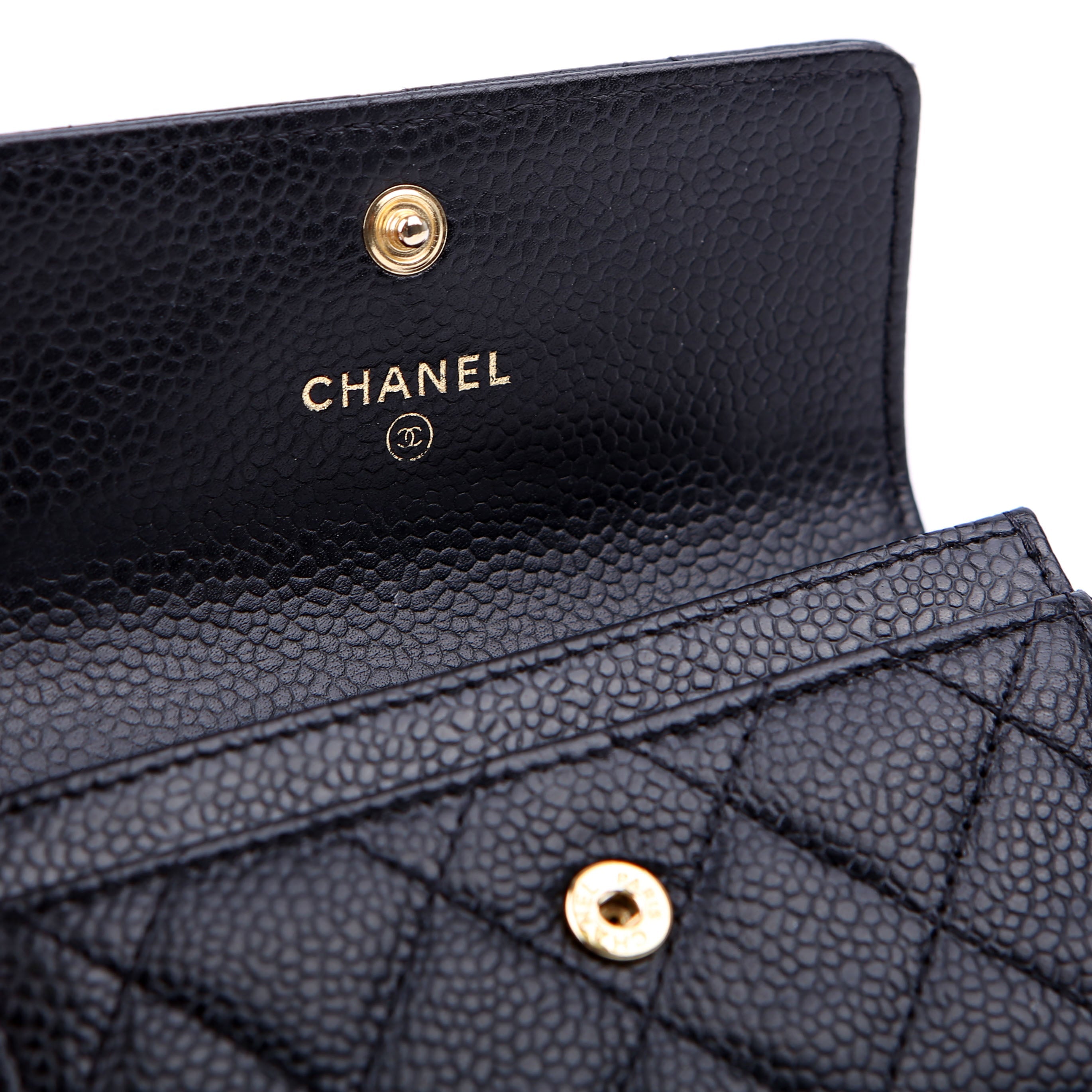 Quilted Flap Card Holder Caviar Black