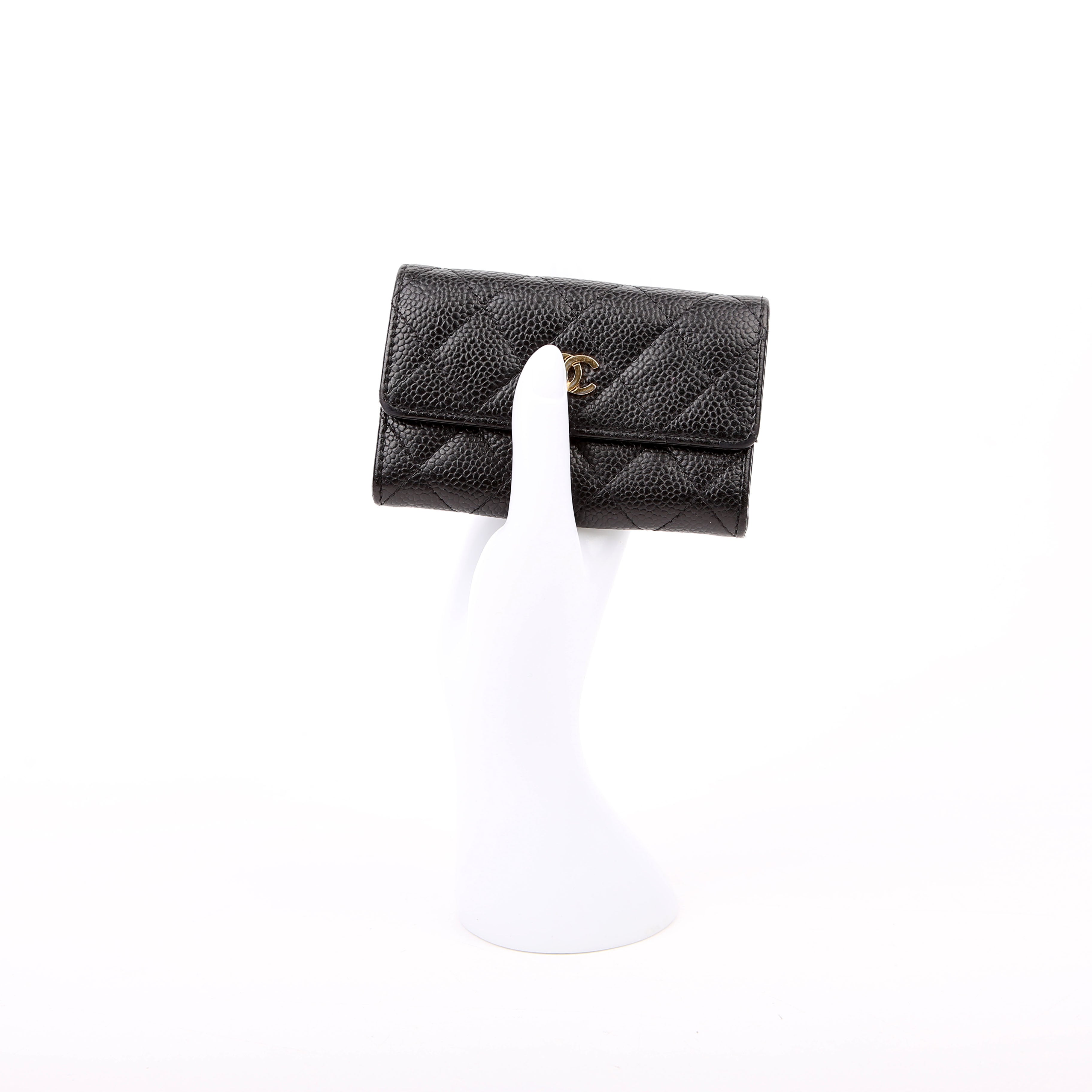 Quilted Flap Card Holder Caviar Black