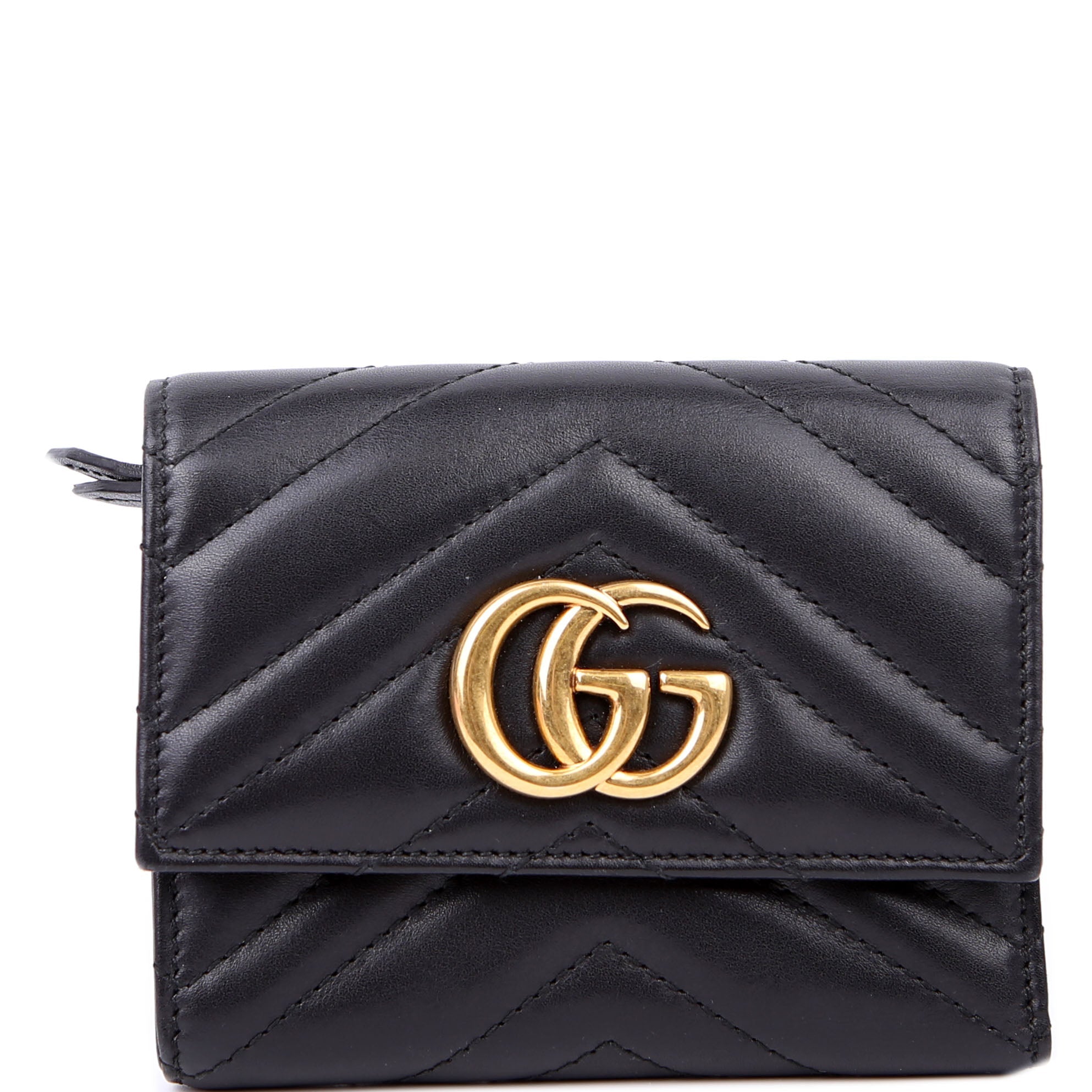 474802 GG Marmont Compact Wallet Black
