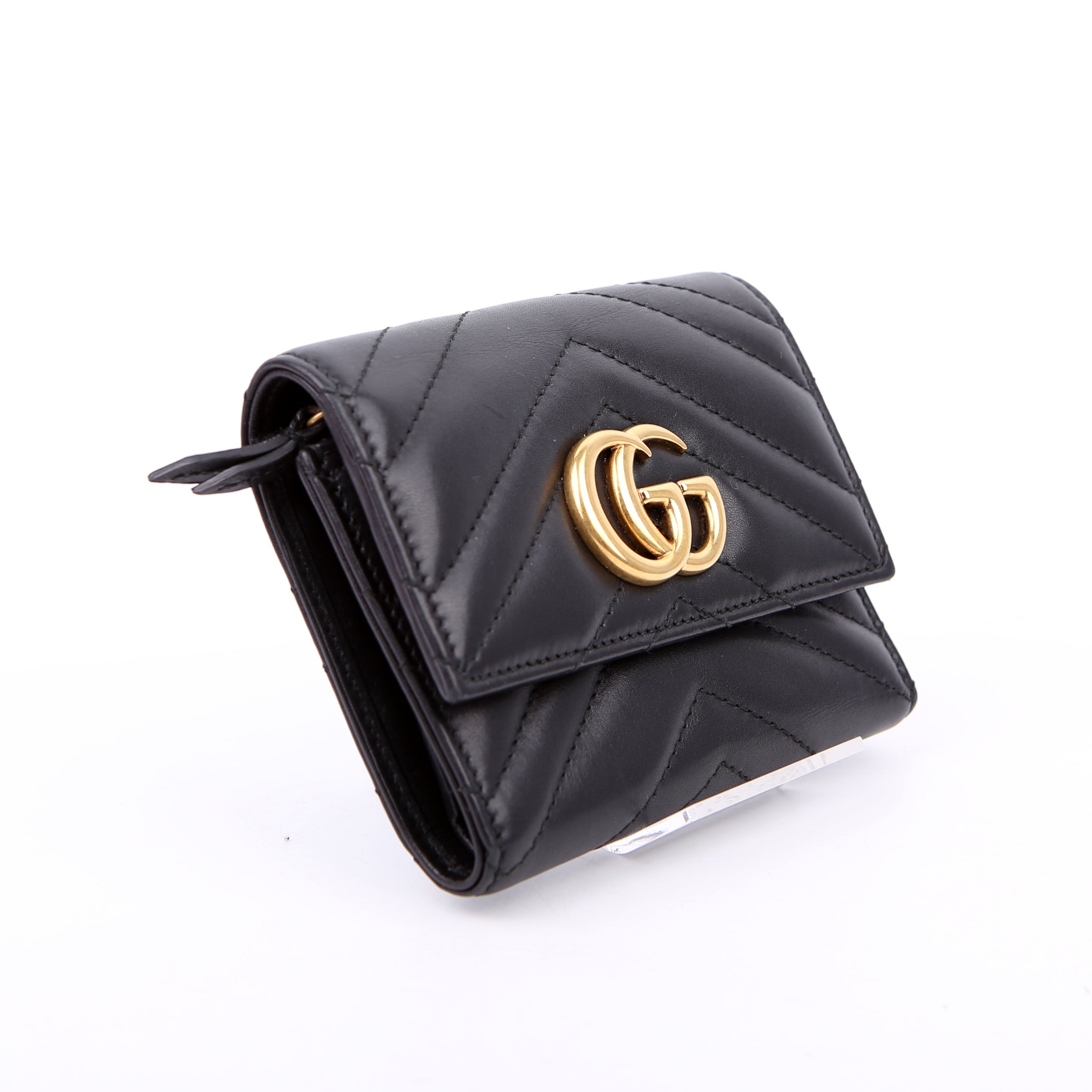 474802 GG Marmont Compact Wallet Black
