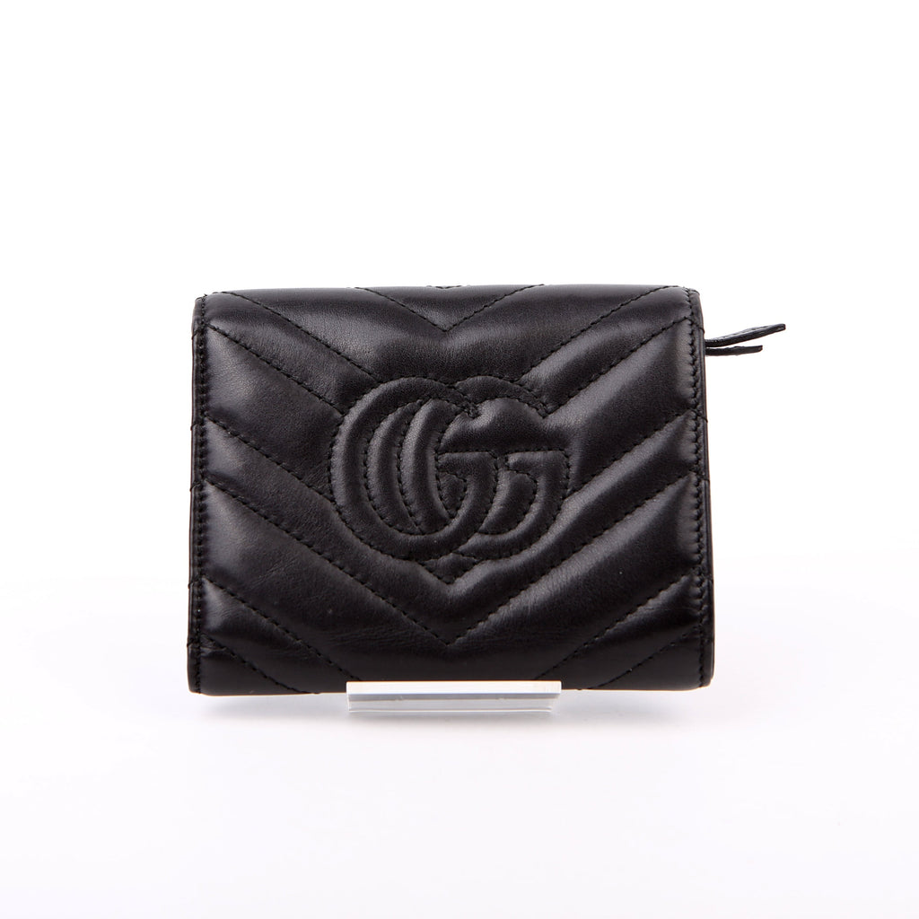 474802 GG Marmont Compact Wallet Black