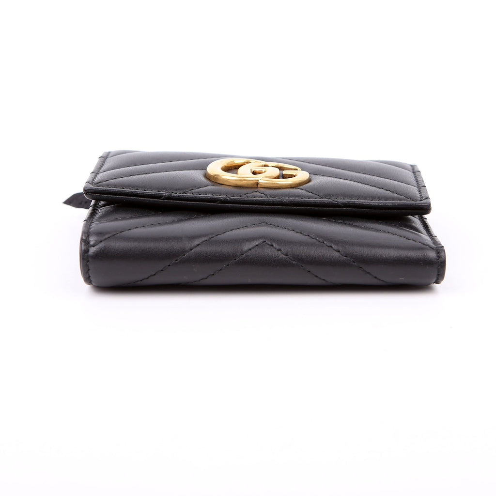 474802 GG Marmont Compact Wallet Black