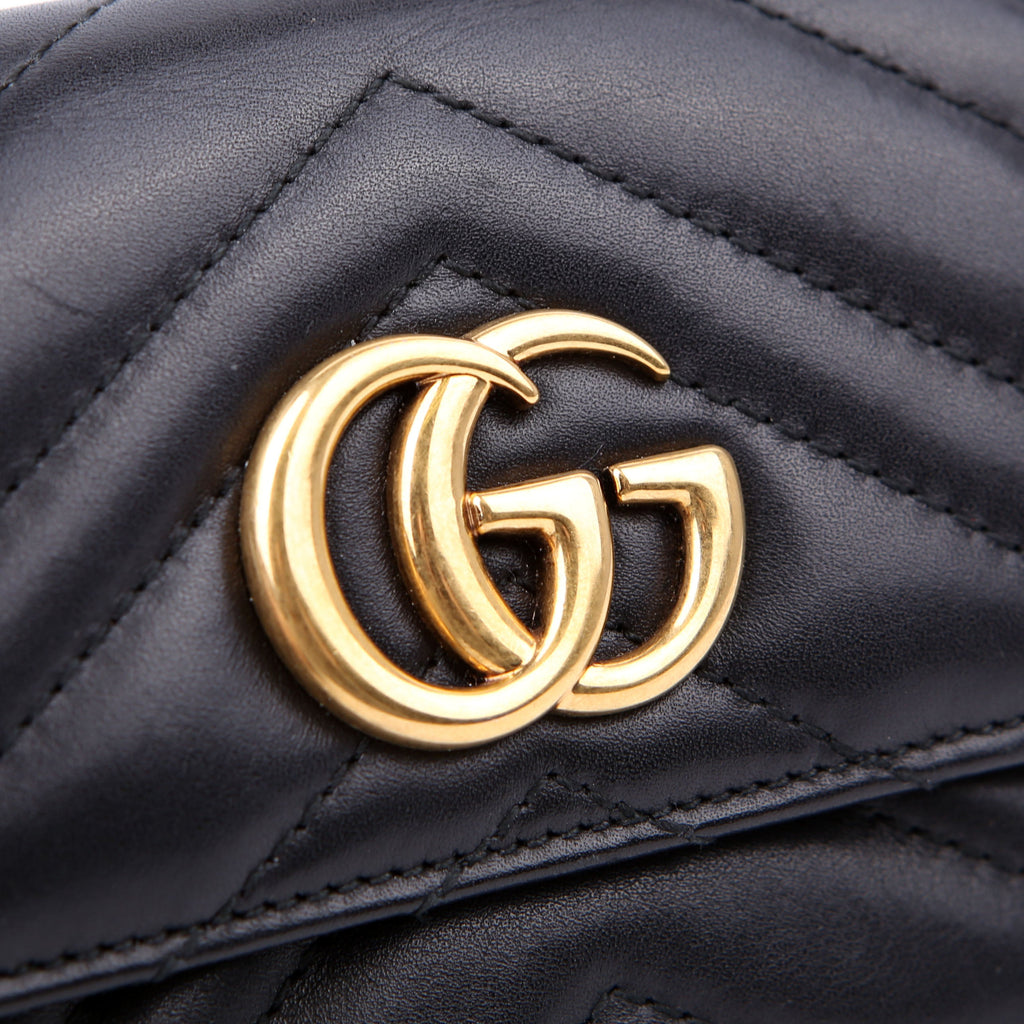 474802 GG Marmont Compact Wallet Black