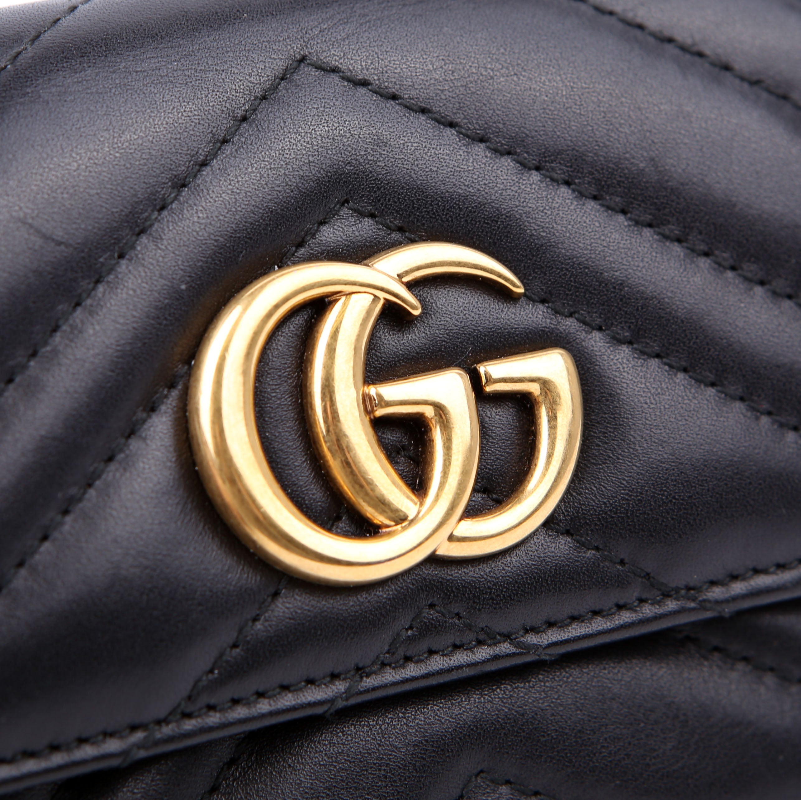 474802 GG Marmont Compact Wallet Black