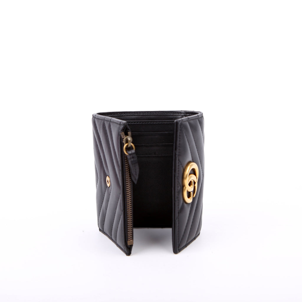 474802 GG Marmont Compact Wallet Black