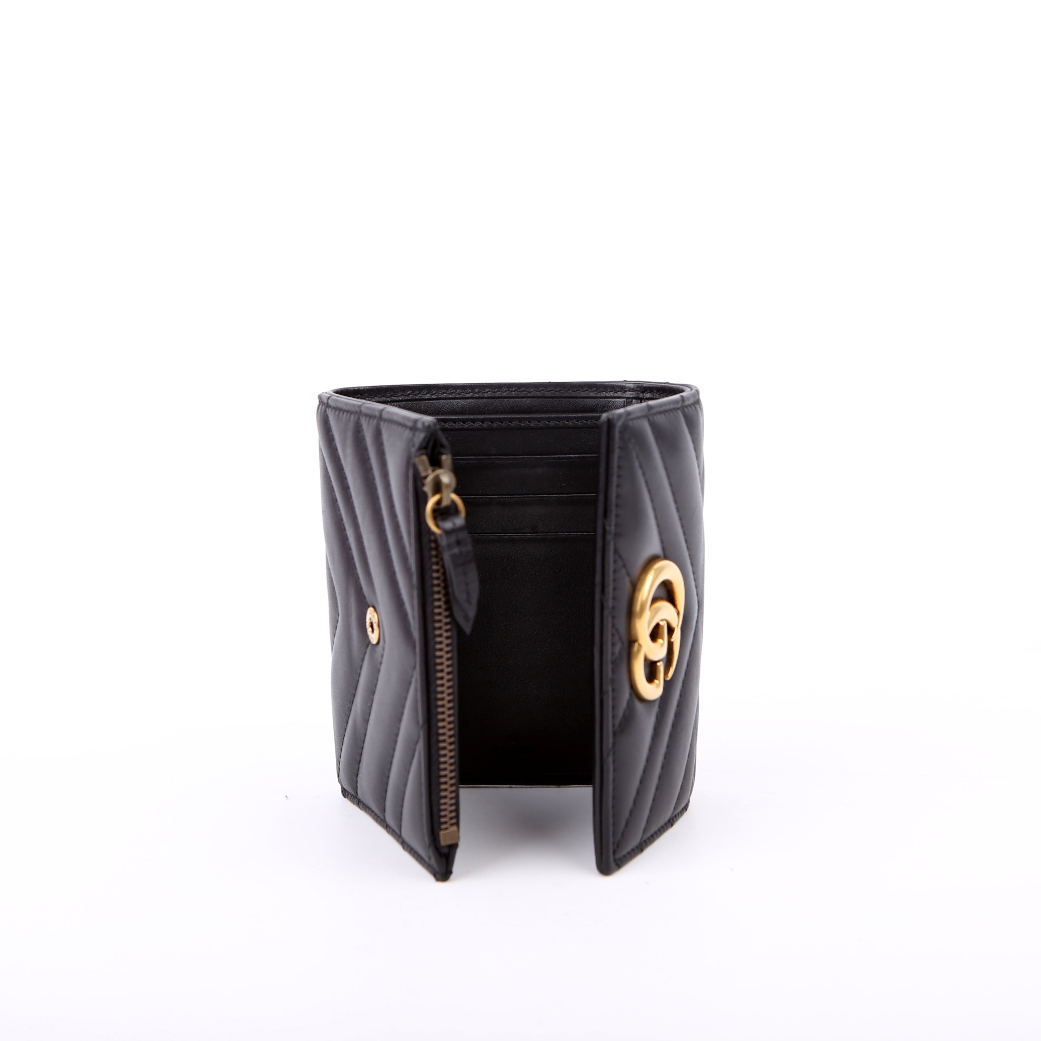 474802 GG Marmont Compact Wallet Black