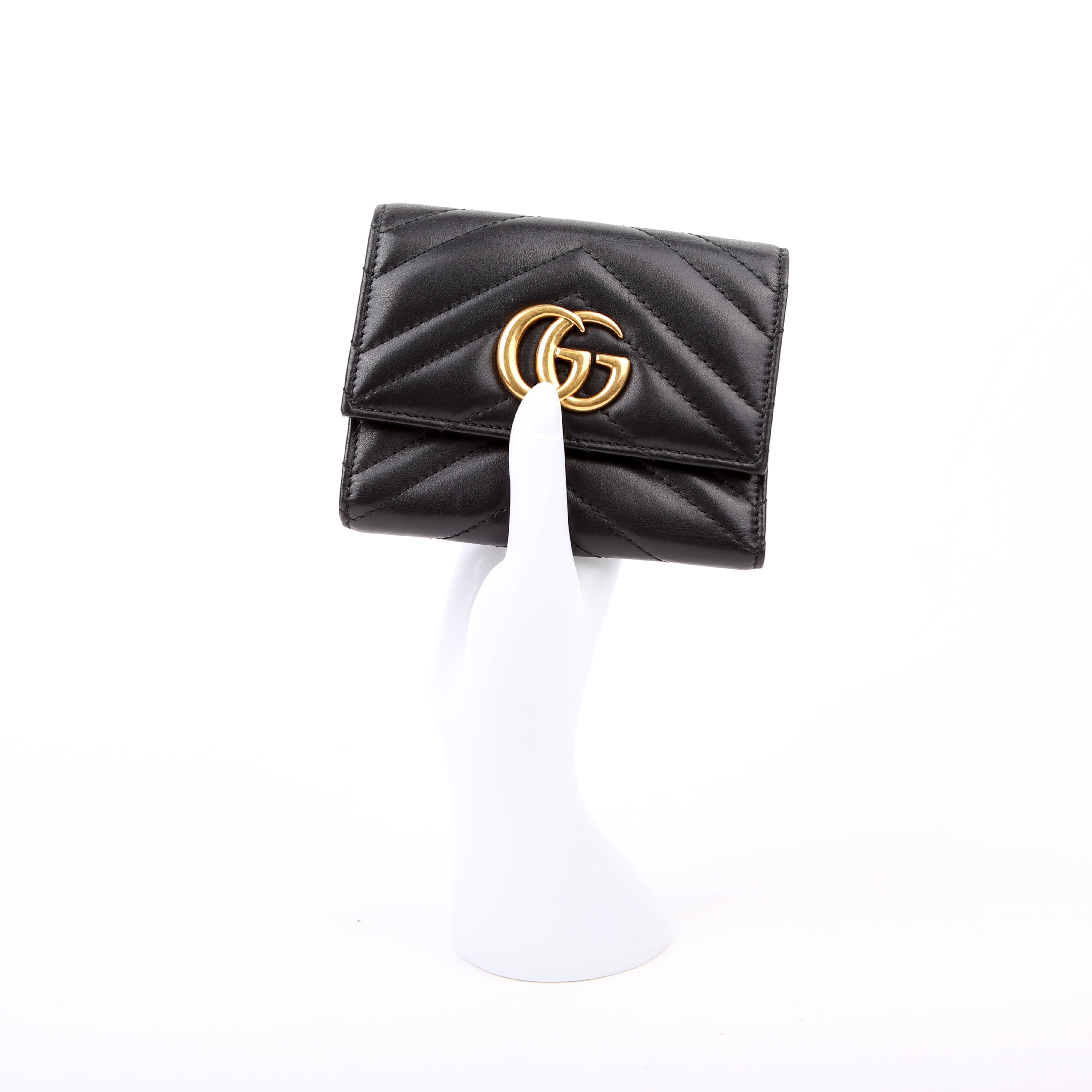 474802 GG Marmont Compact Wallet Black