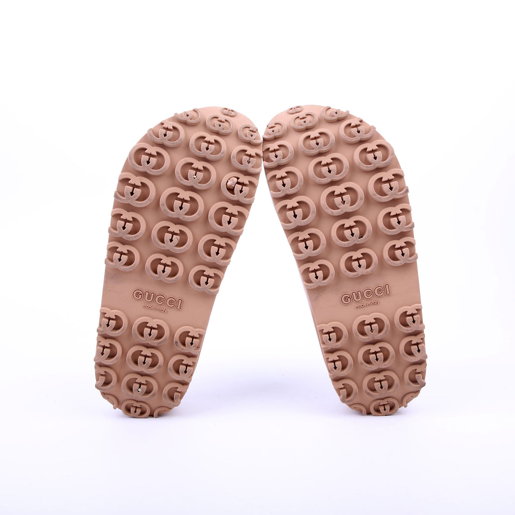 Gucci Interlocking GG Rubber Slides Size 36 Tan