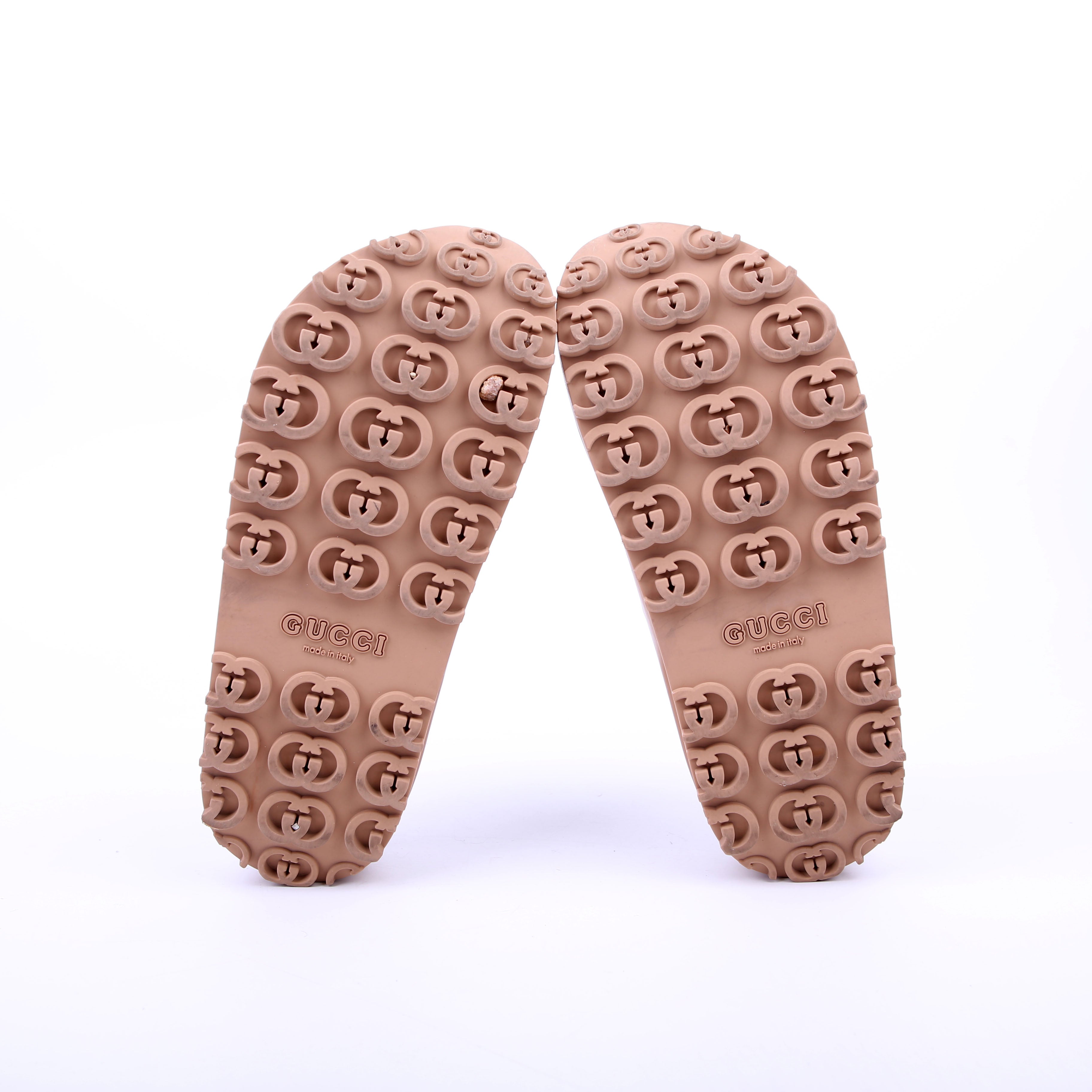 Gucci Interlocking GG Rubber Slides Size 36 Tan