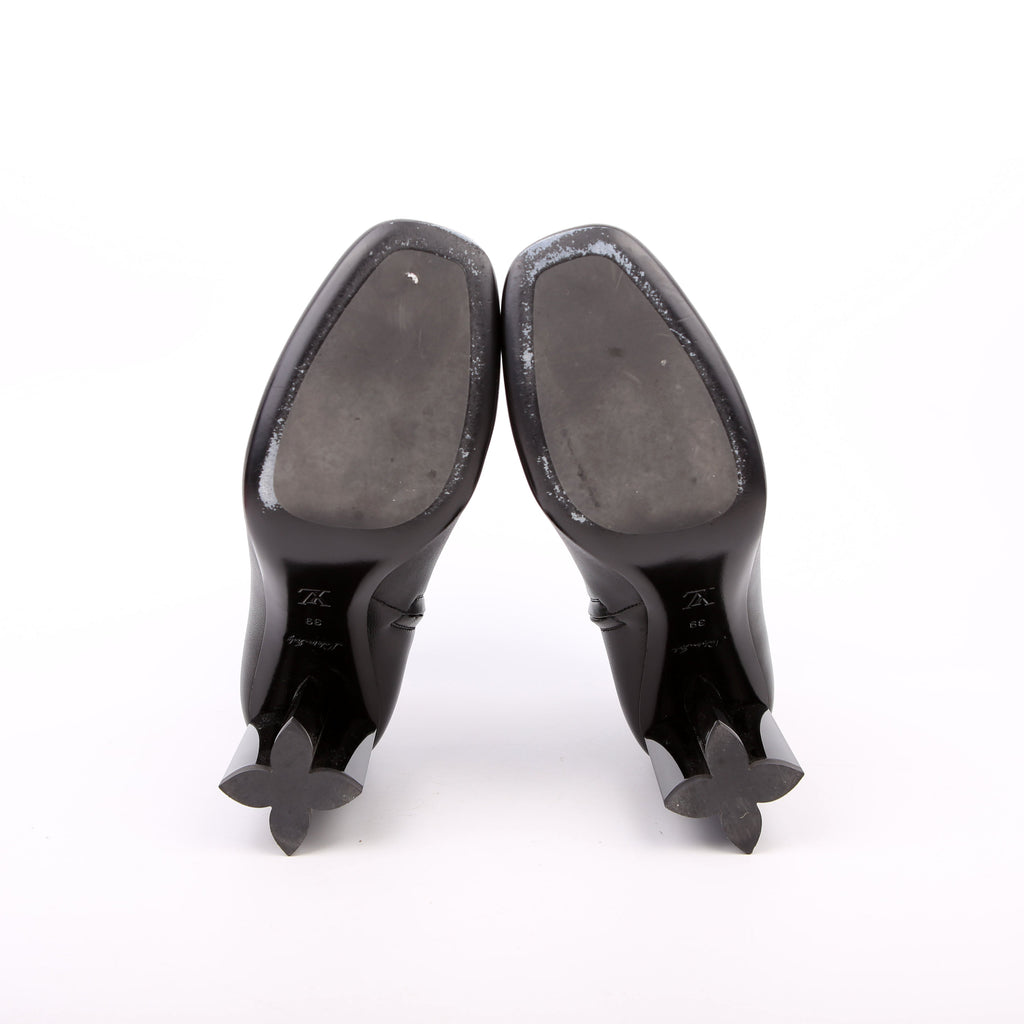 Belted Silhouette Leather Boots Size 39 Black
