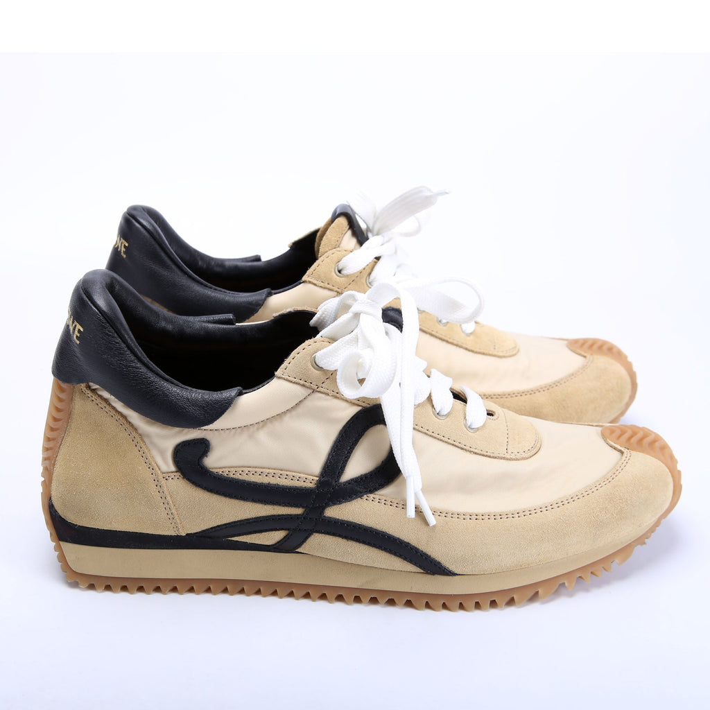 Flow Runner Mesh/Suede Sneakers Tan/Black Size 40