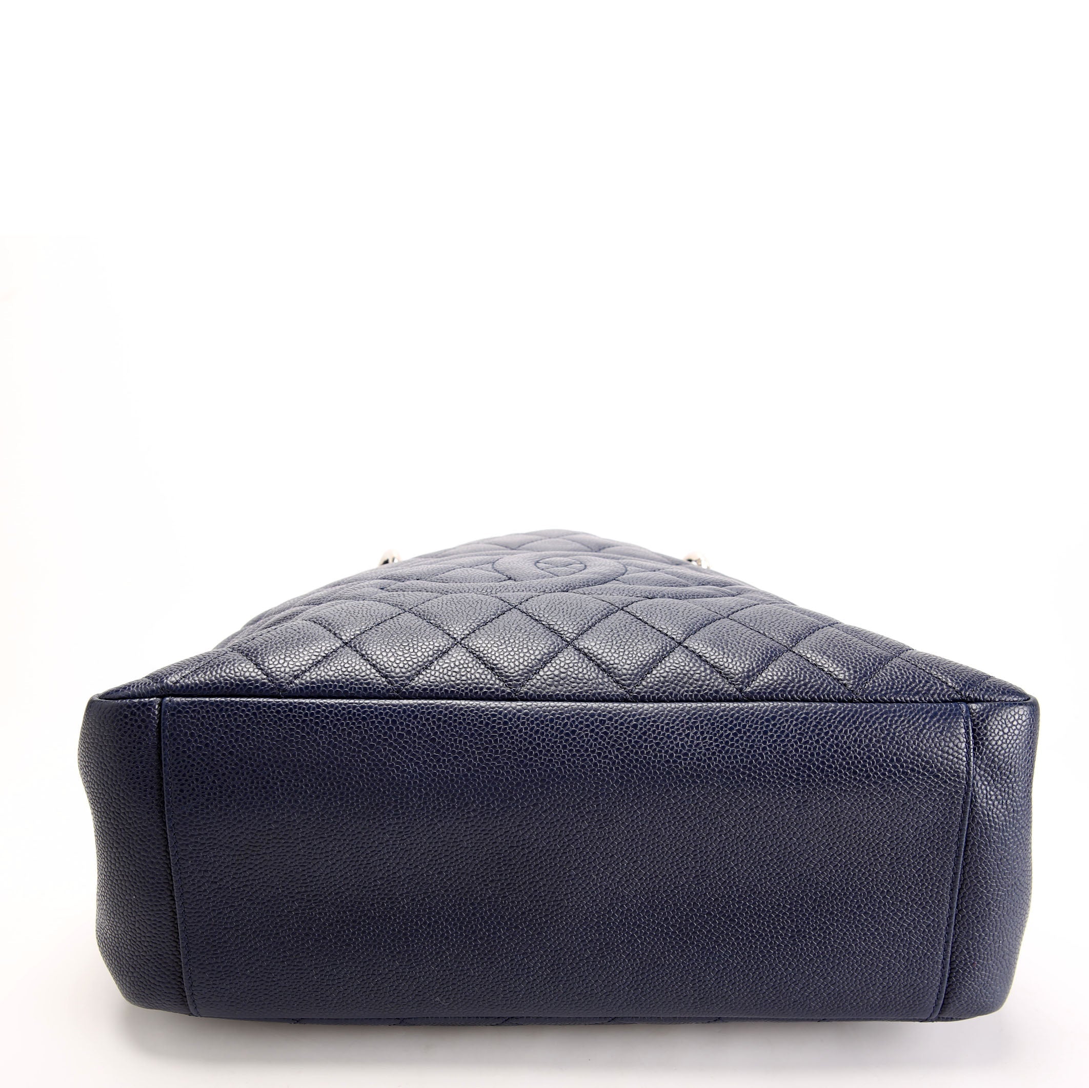 Grand Shopping Tote Caviar 18M Navy/Silver