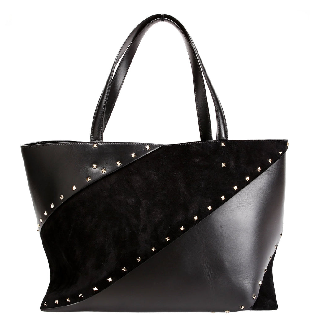 Rockstud Wispy Tote Suede/Leather Black
