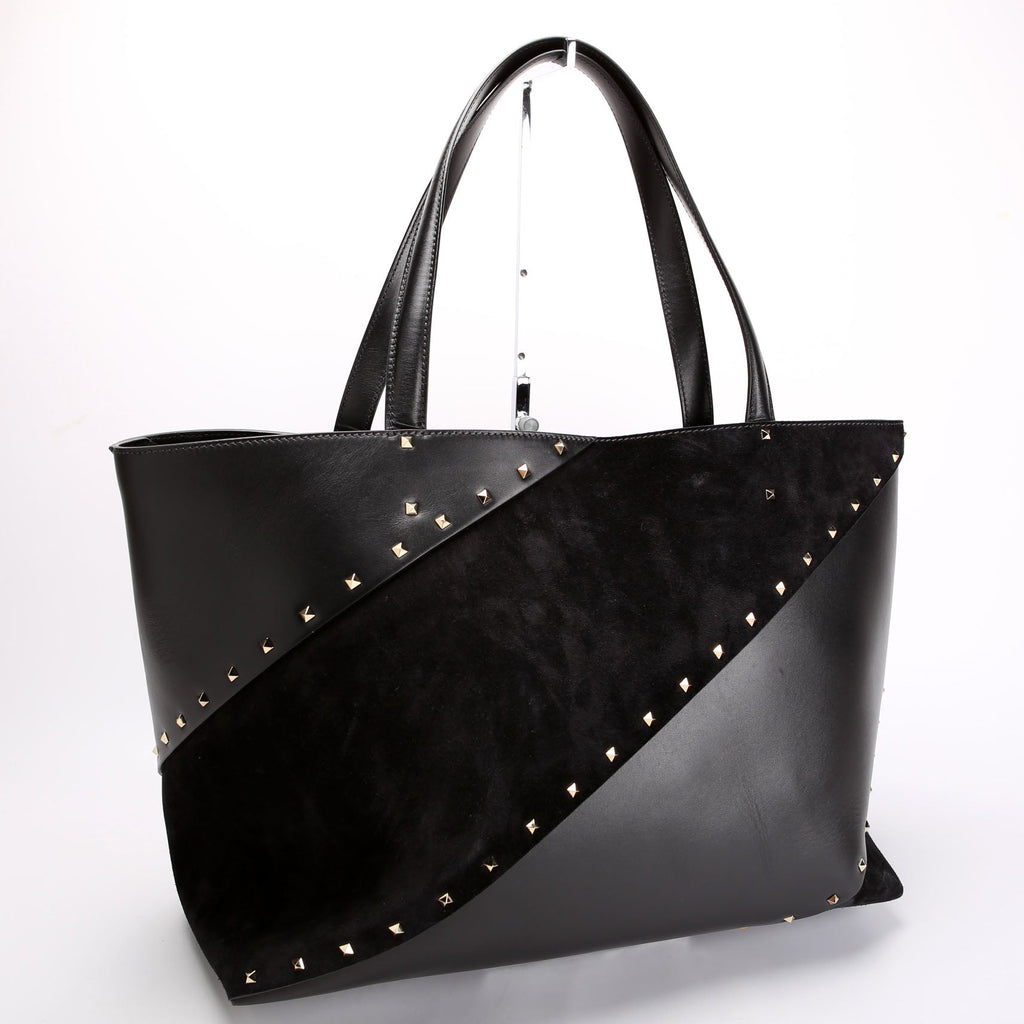 Rockstud Wispy Tote Suede/Leather Black