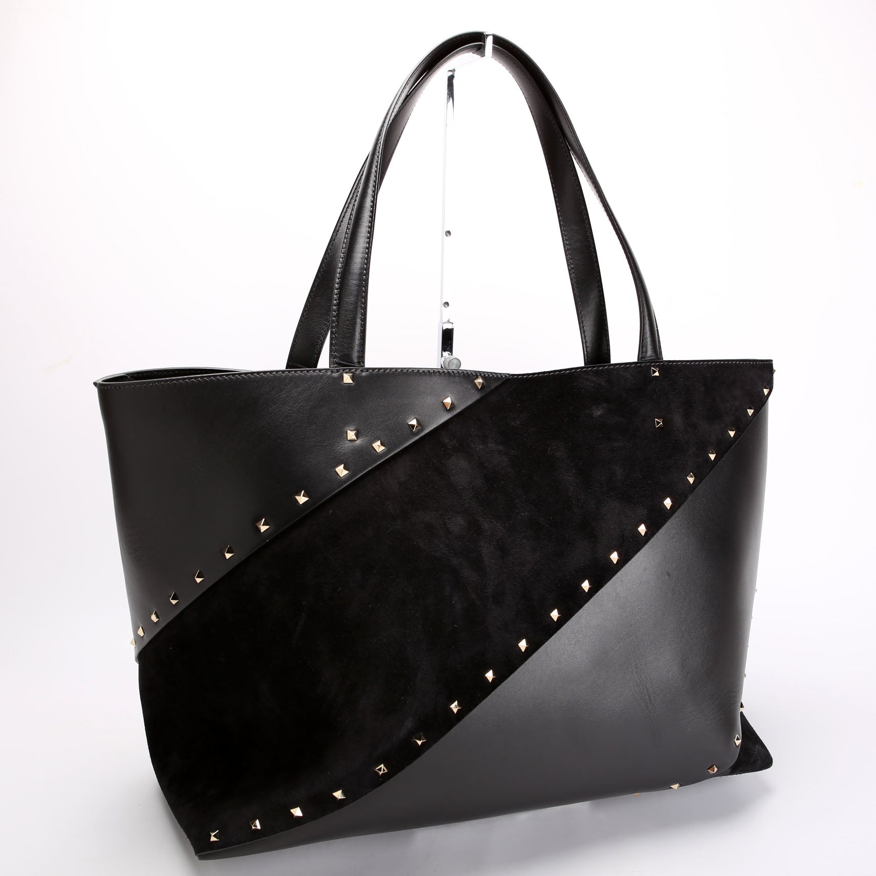 Rockstud Wispy Tote Suede/Leather Black