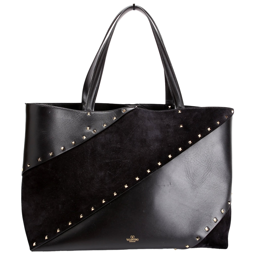 Rockstud Wispy Tote Suede/Leather Black
