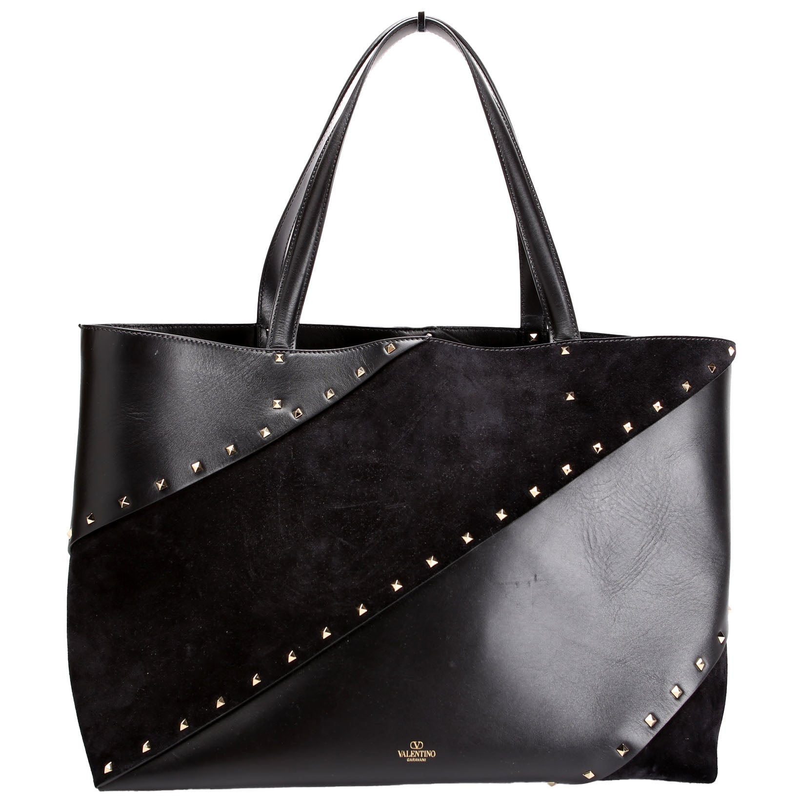 Rockstud Wispy Tote Suede/Leather Black