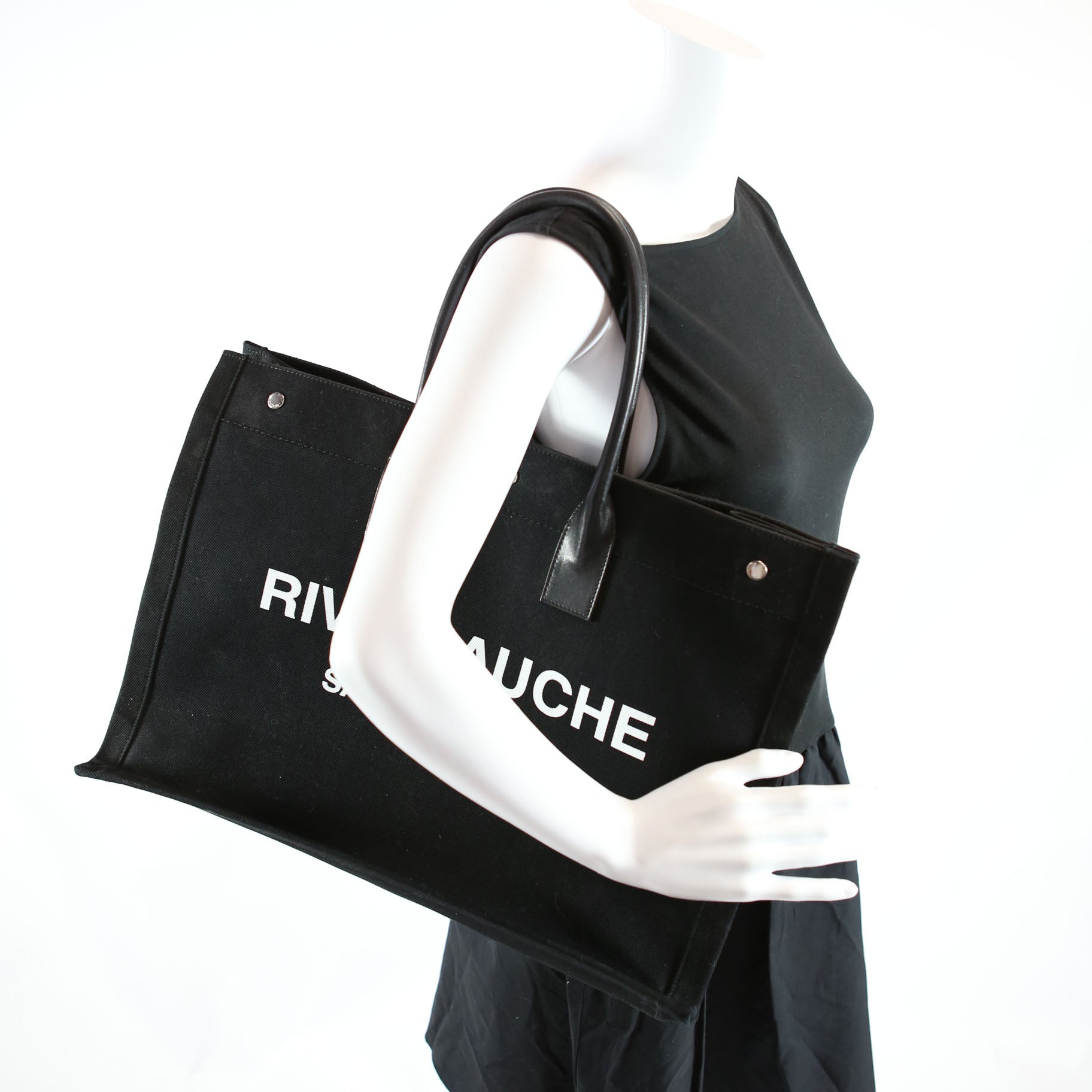 SAINT LAURENT Rive Gauche Canvas Tote Bag 499290 Black