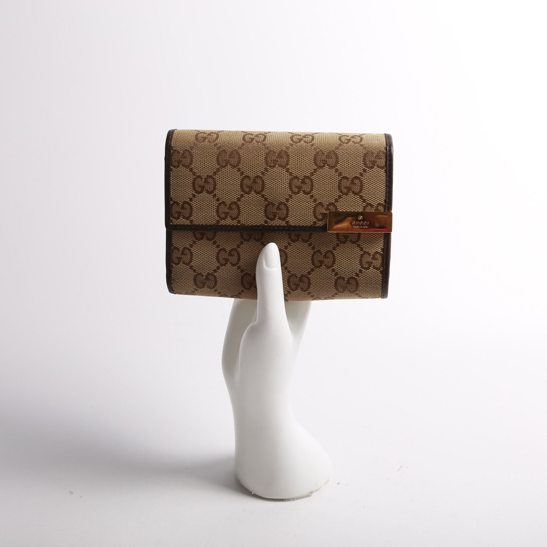 256935 GG Canvas Tri-Fold Compact Wallet