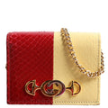 Gucci 570660 Zumi Leather Card Case With Chain Red/Yellow