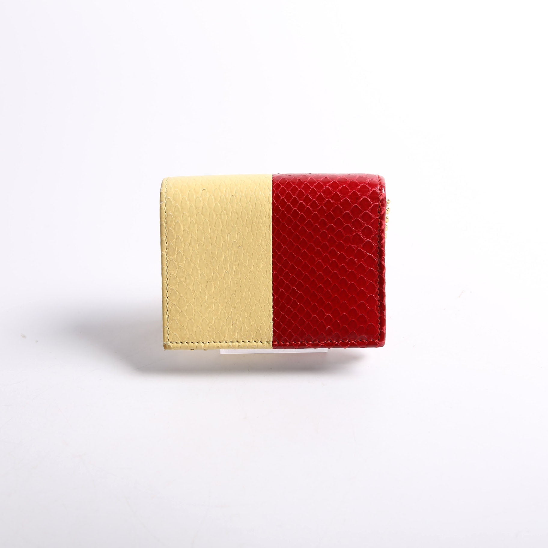 Gucci 570660 Zumi Leather Card Case With Chain Red/Yellow