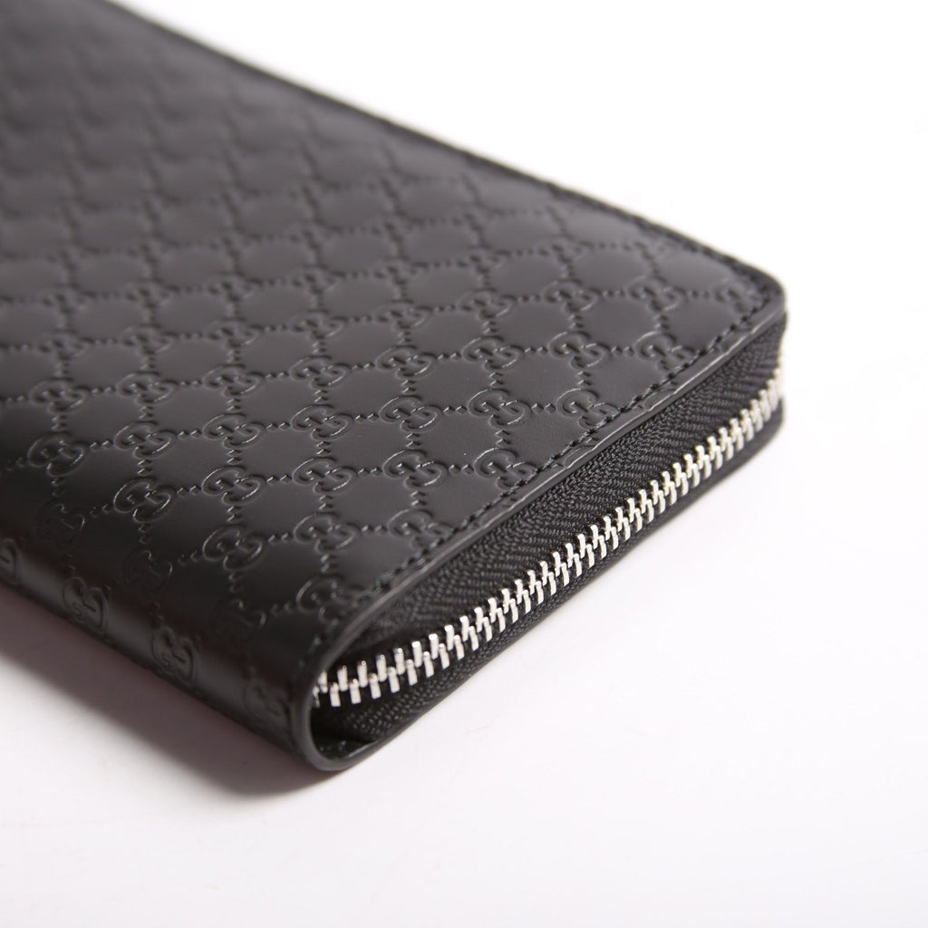449391 Micro Guccissima Zip Around Wallet Black