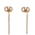 V Logo Crystal Drop Earrings