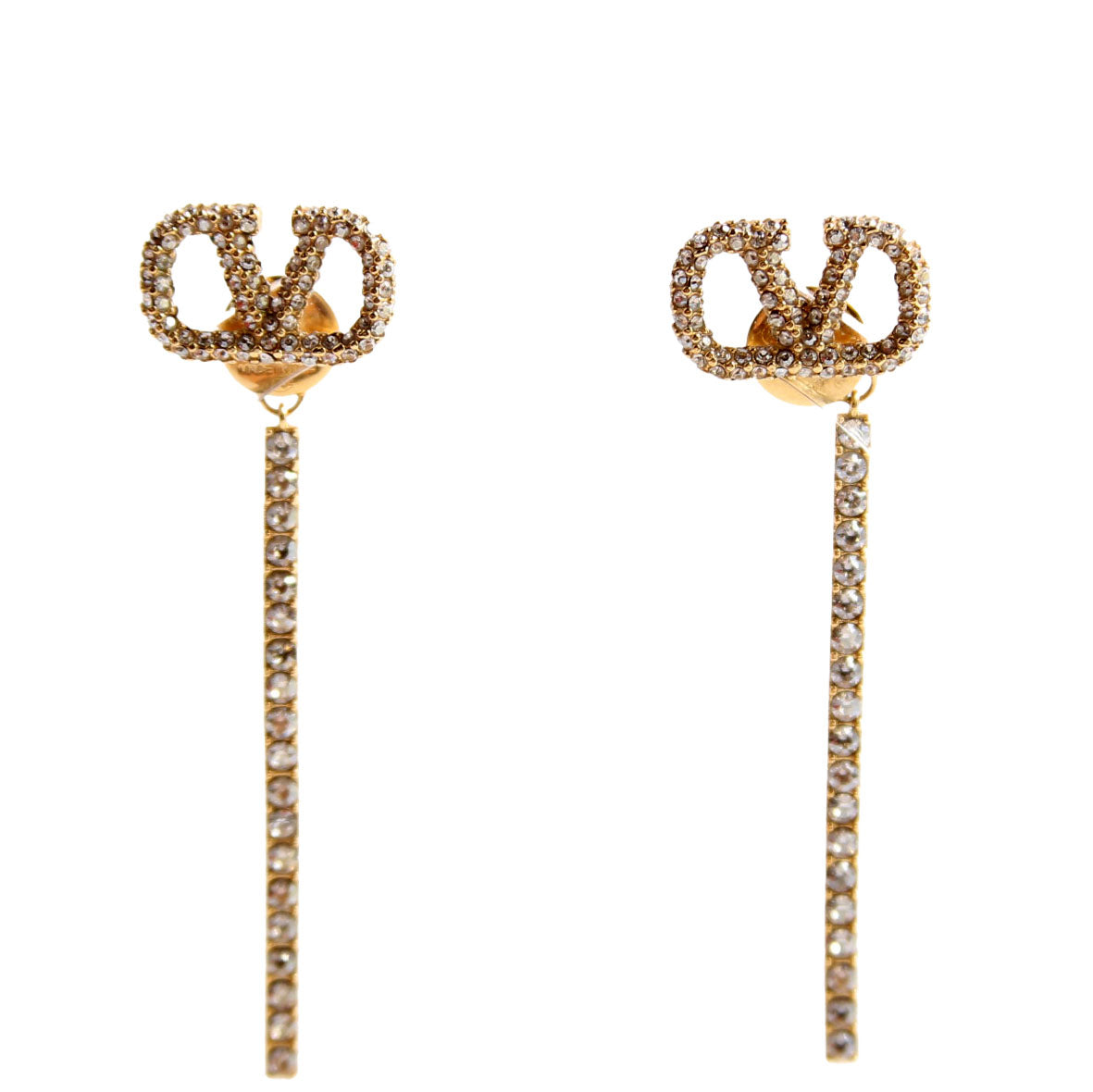 V Logo Crystal Drop Earrings