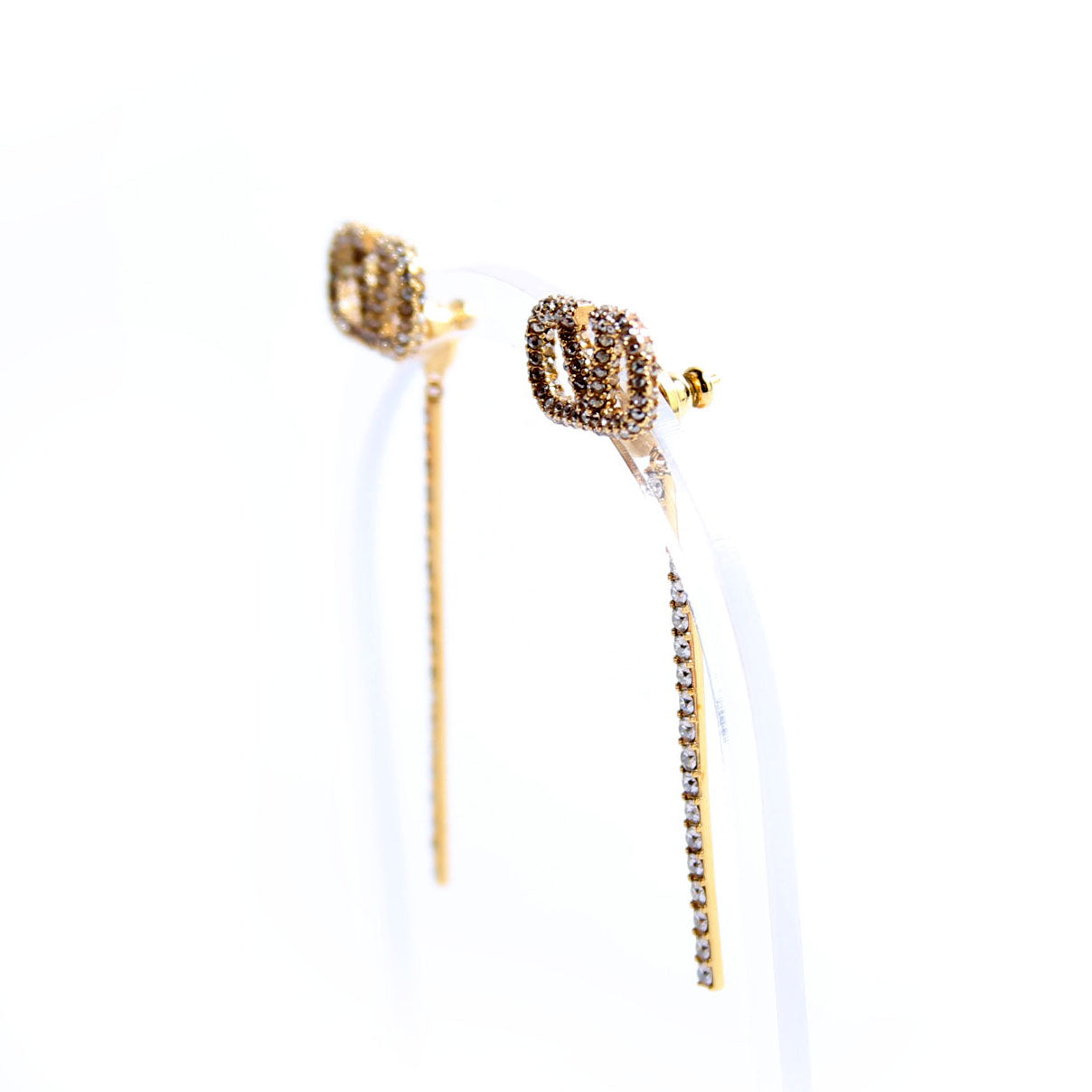 V Logo Crystal Drop Earrings