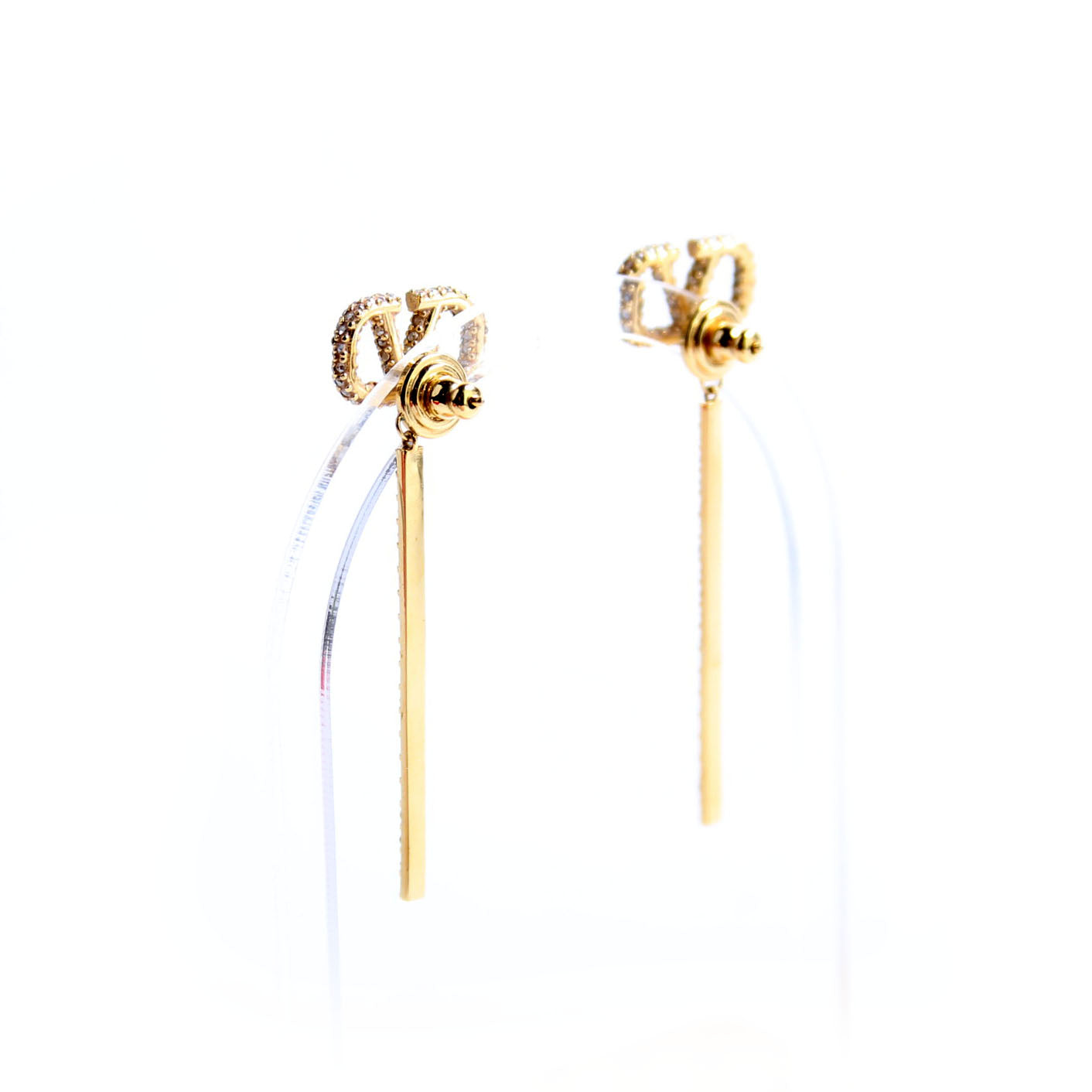 V Logo Crystal Drop Earrings