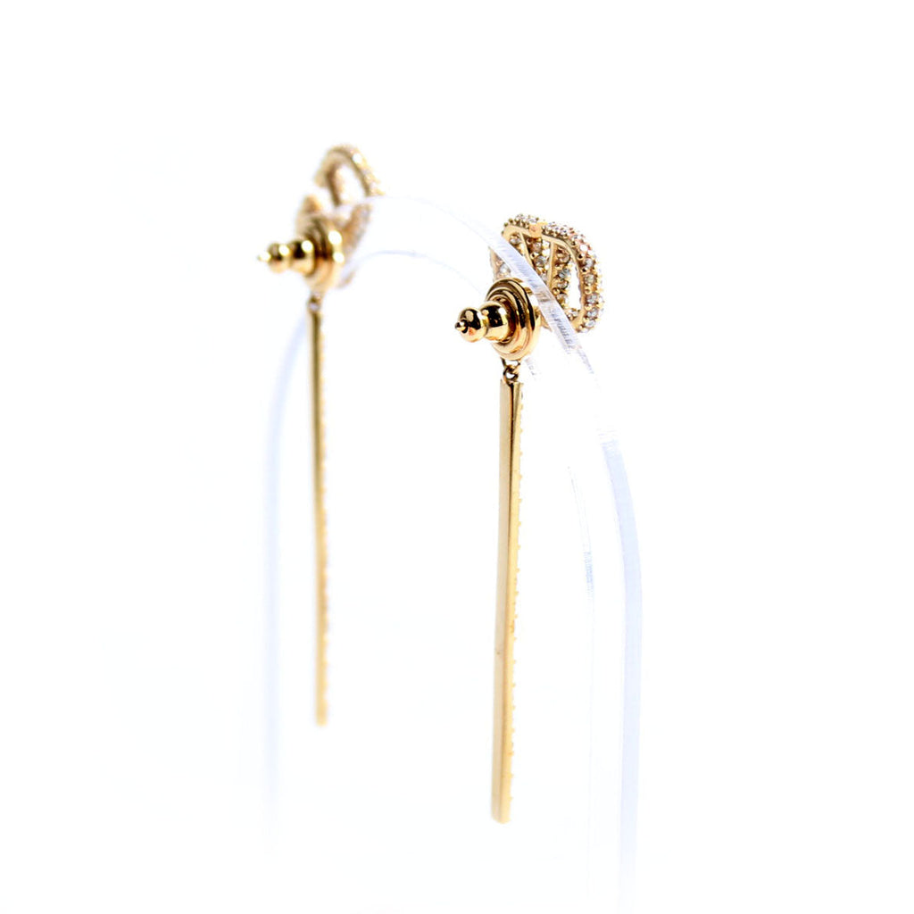 V Logo Crystal Drop Earrings