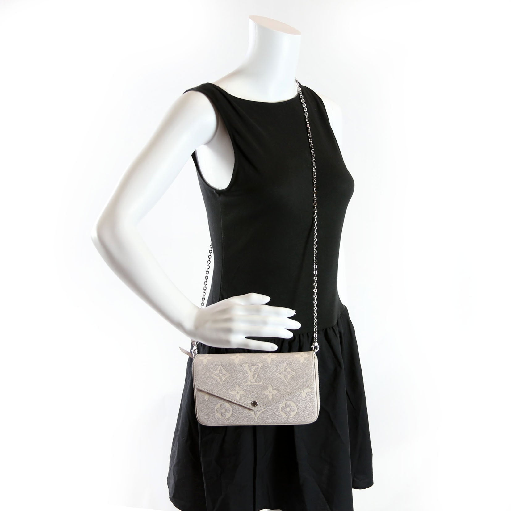 Pochette Felicie Bicolor Empreinte Grey/Beige
