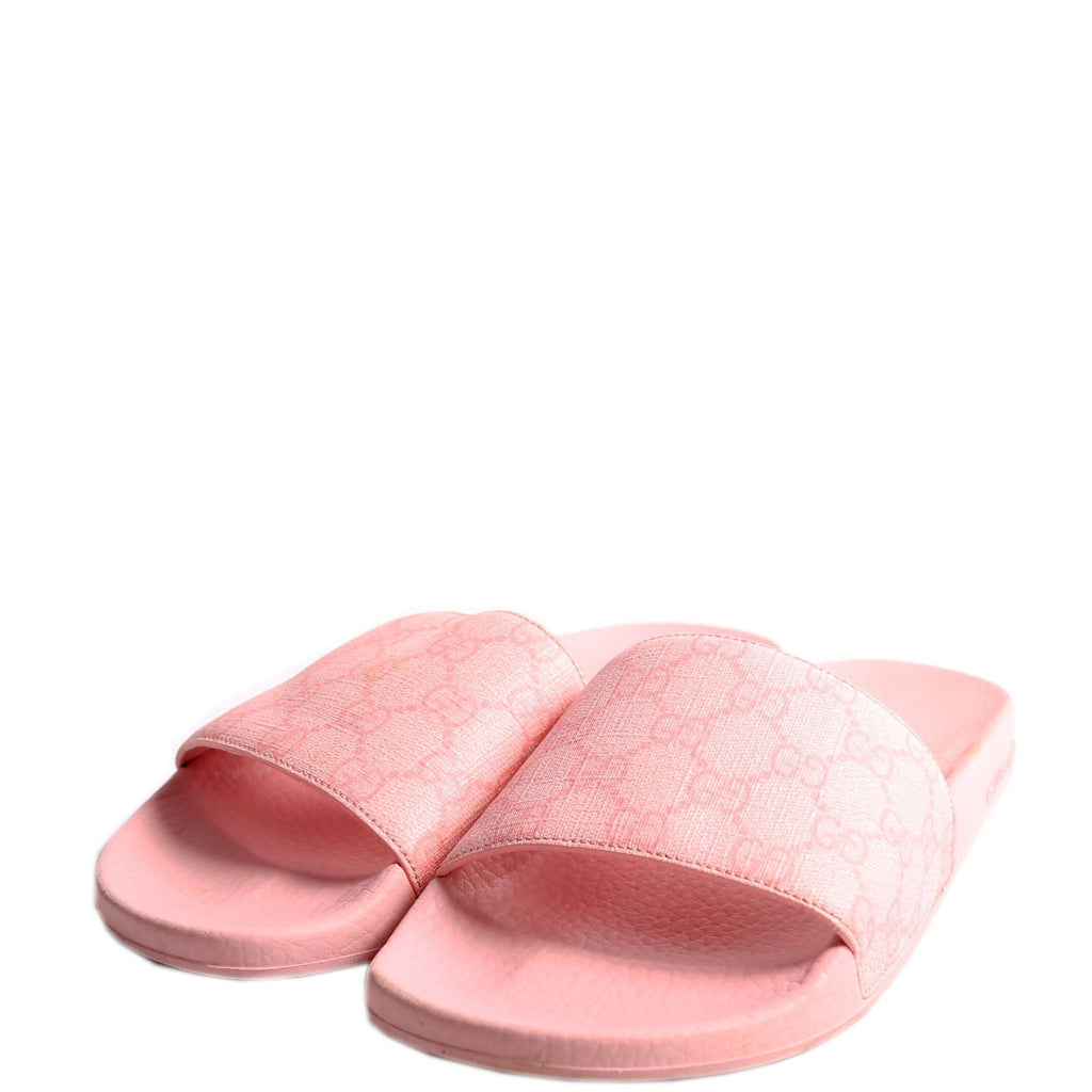 GG Canvas Rubber Slides Size 38 Pink