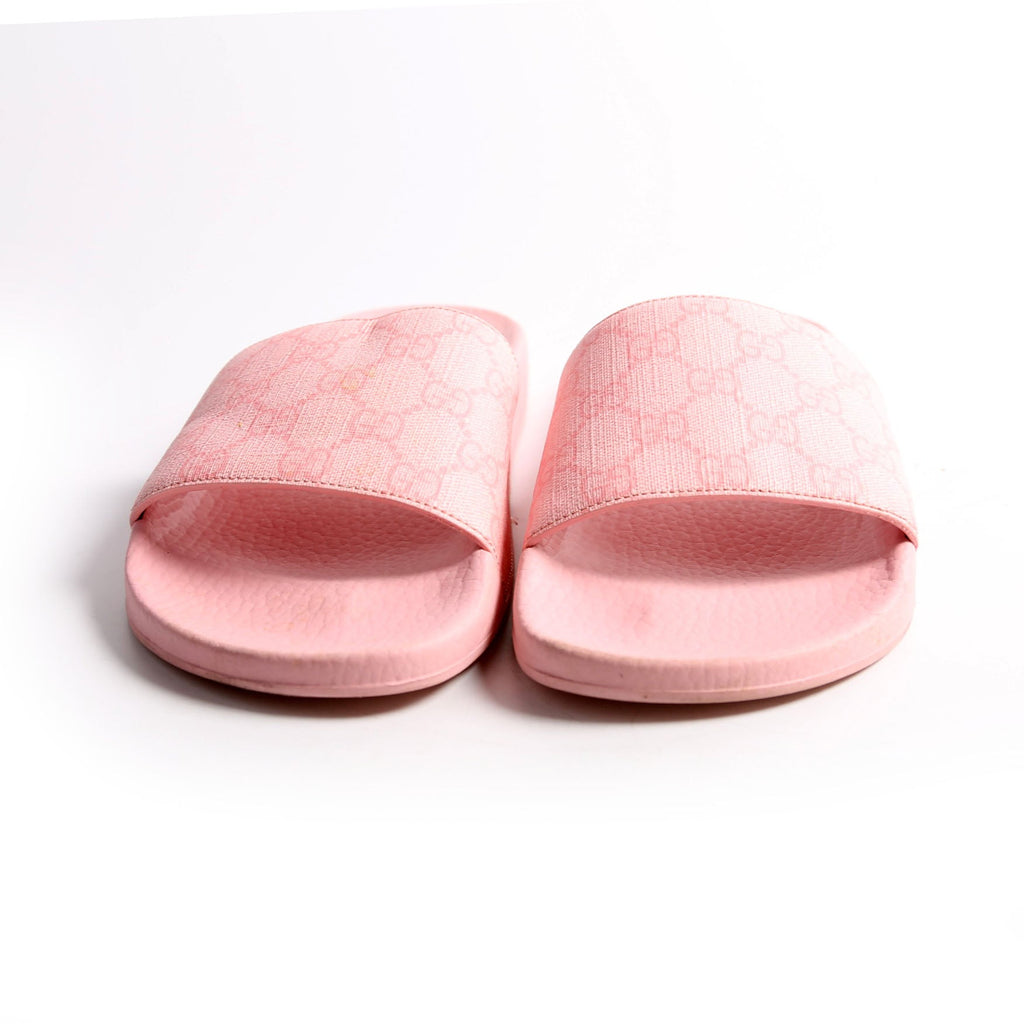 GG Canvas Rubber Slides Size 38 Pink