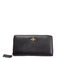 523667 Animalier Bee Leather Zip Around Long Wallet Black