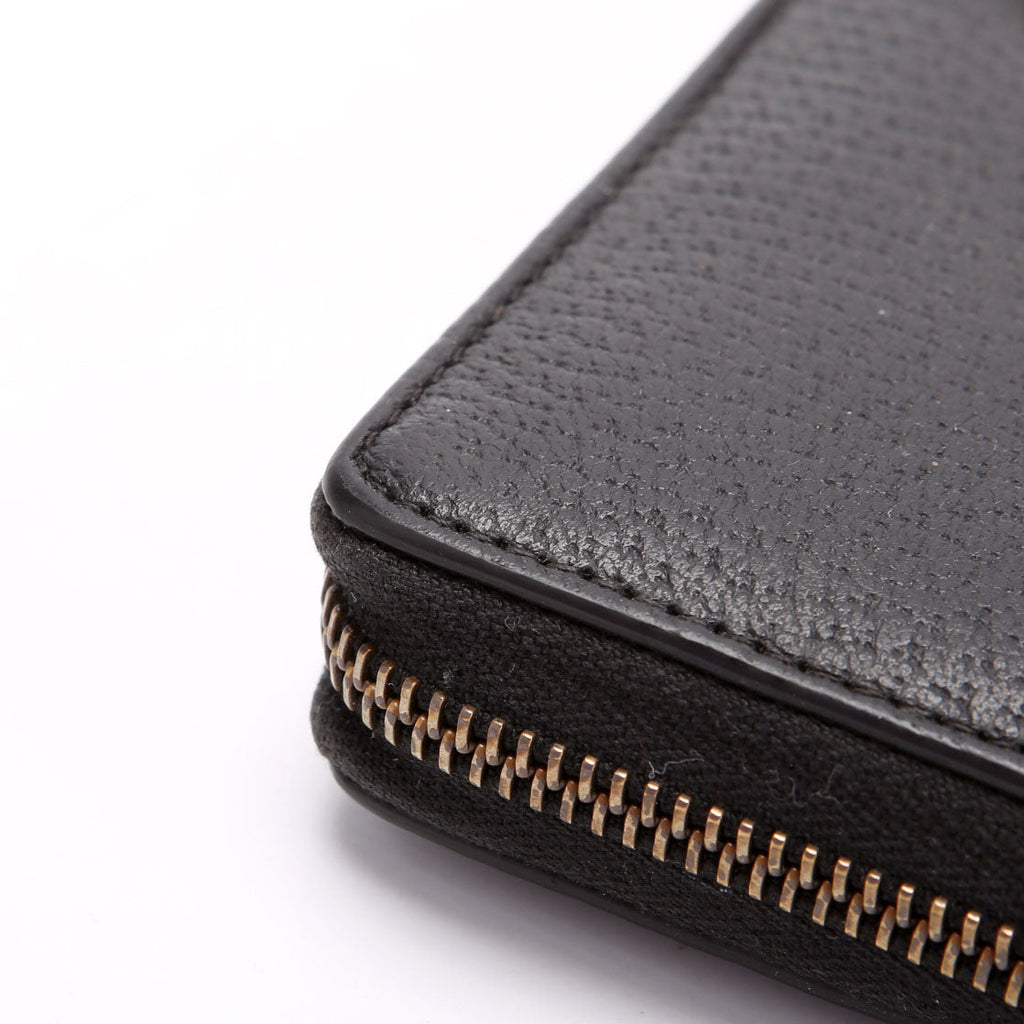 523667 Animalier Bee Leather Zip Around Long Wallet Black