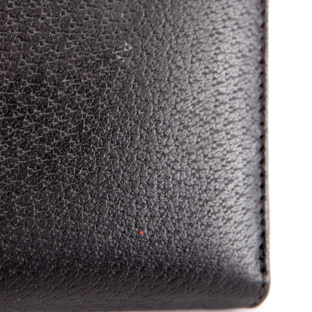 523667 Animalier Bee Leather Zip Around Long Wallet Black