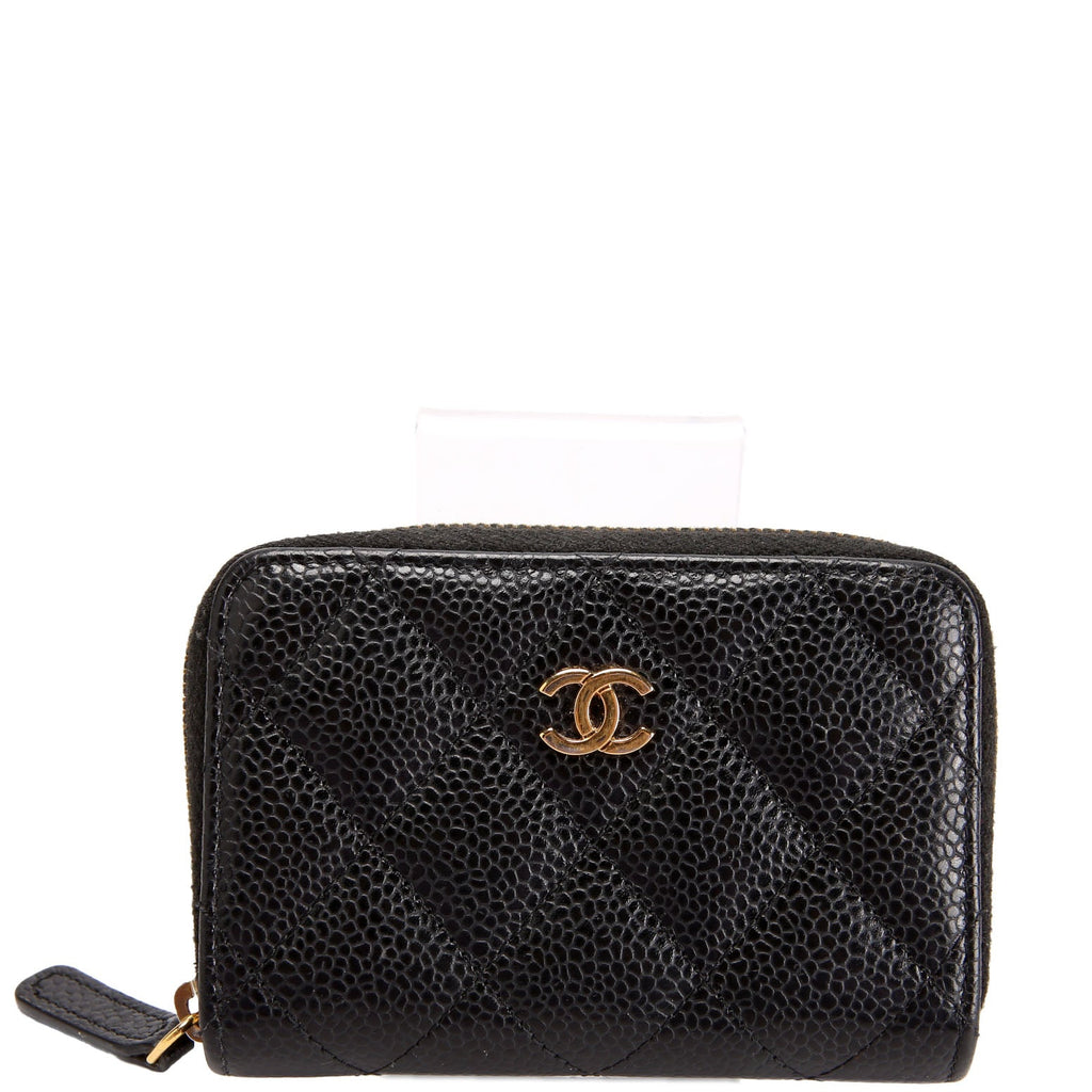 Classic Quilted Zippy Coin Purse Caviar 29M Black