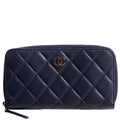 CC Lambskin Zip Around Wallet Navy