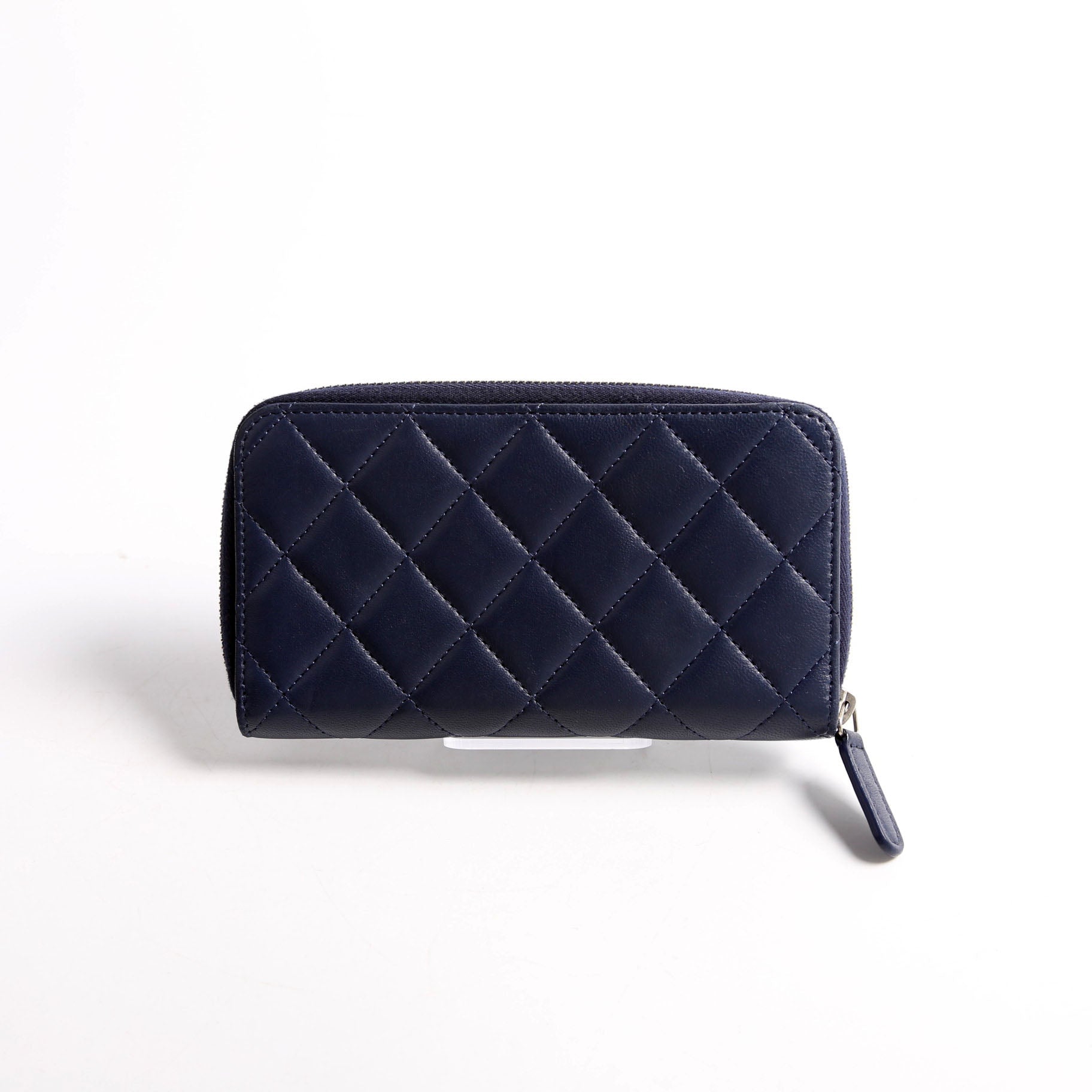 CC Lambskin Zip Around Wallet Navy