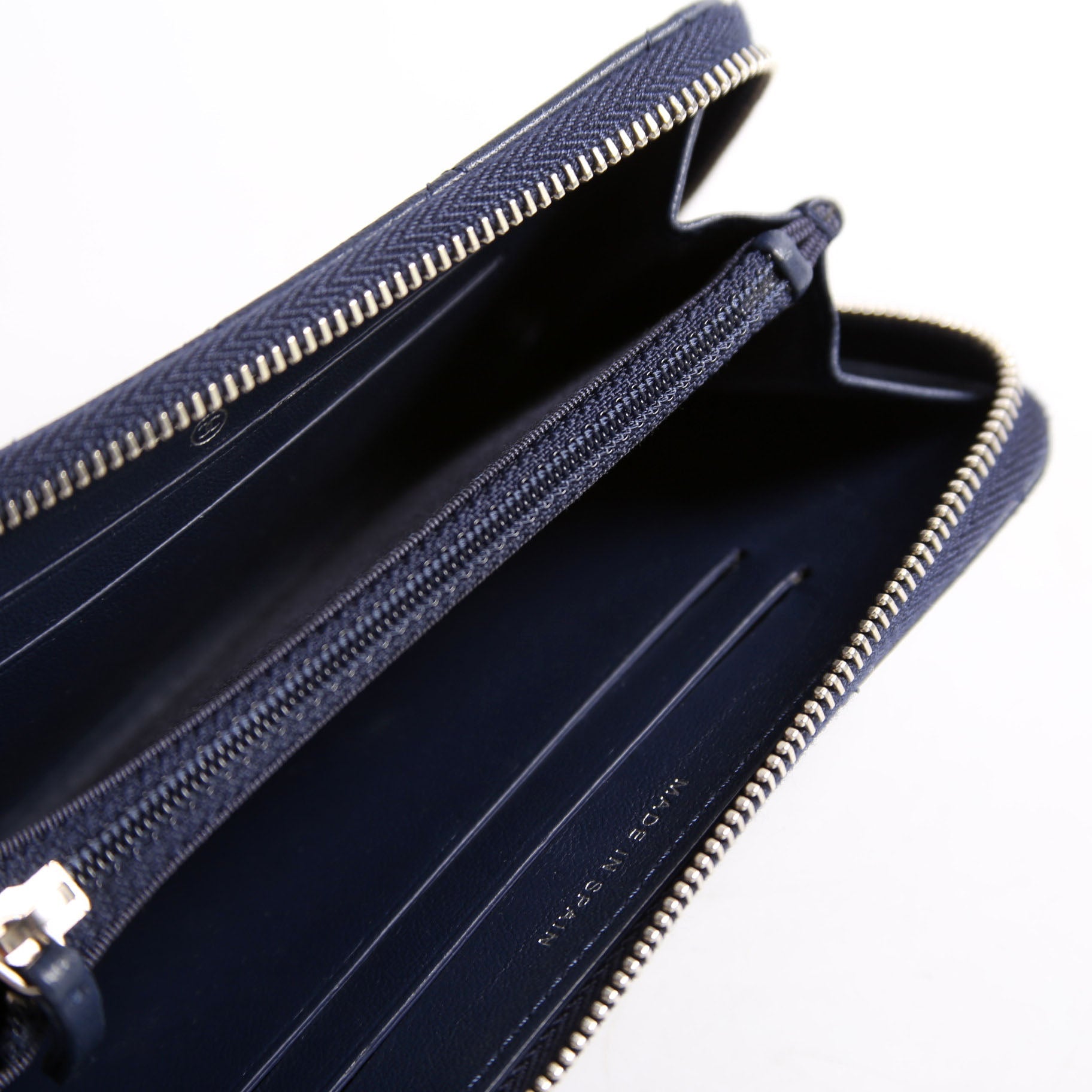 CC Lambskin Zip Around Wallet Navy