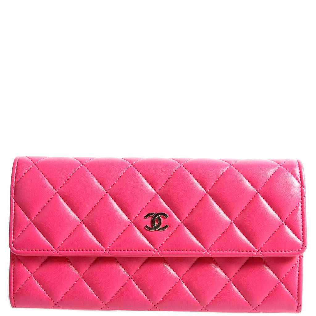 CC Flap Lambskin Long Wallet 19M Pink