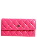 CC Flap Lambskin Long Wallet 19M Pink