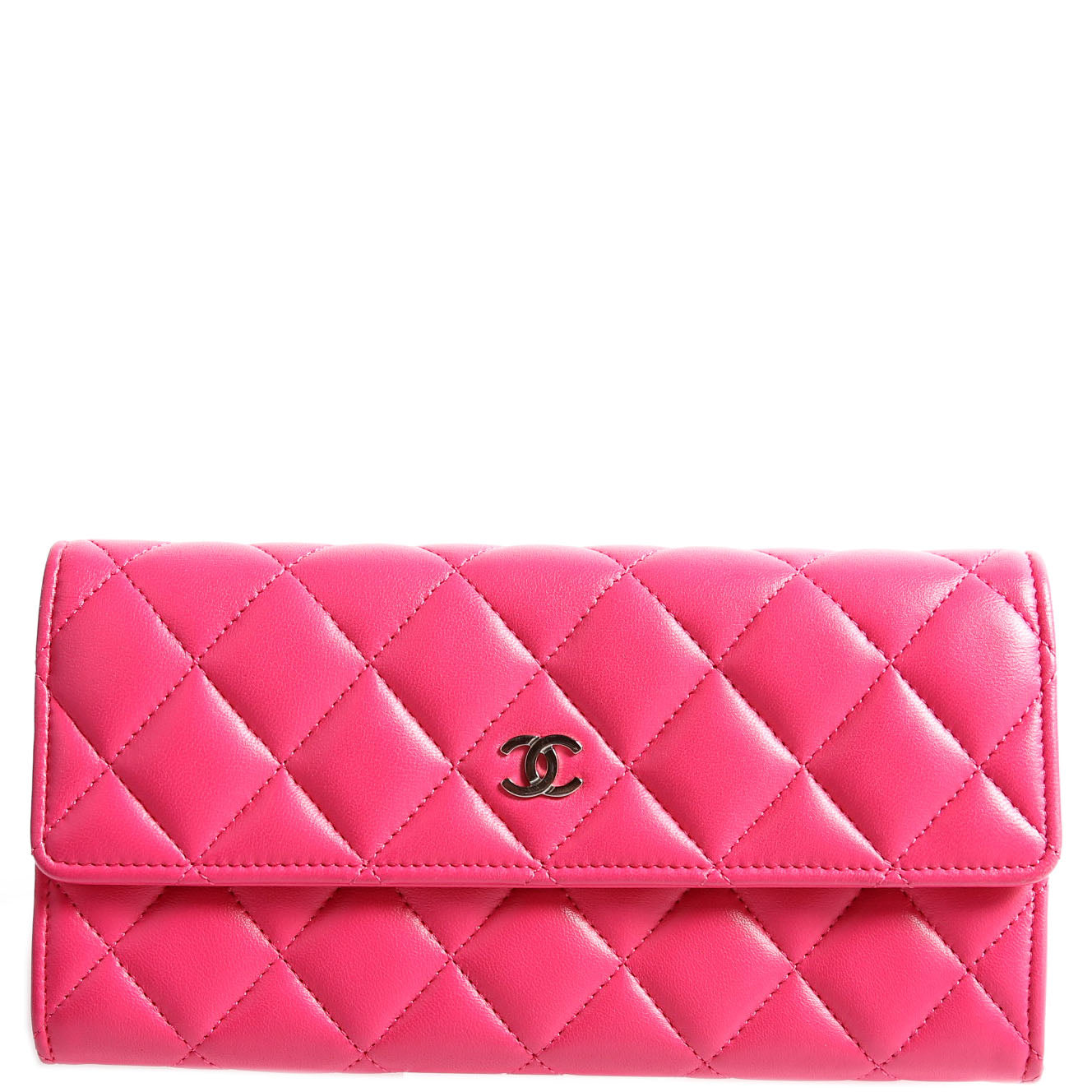 CC Flap Lambskin Long Wallet 19M Pink