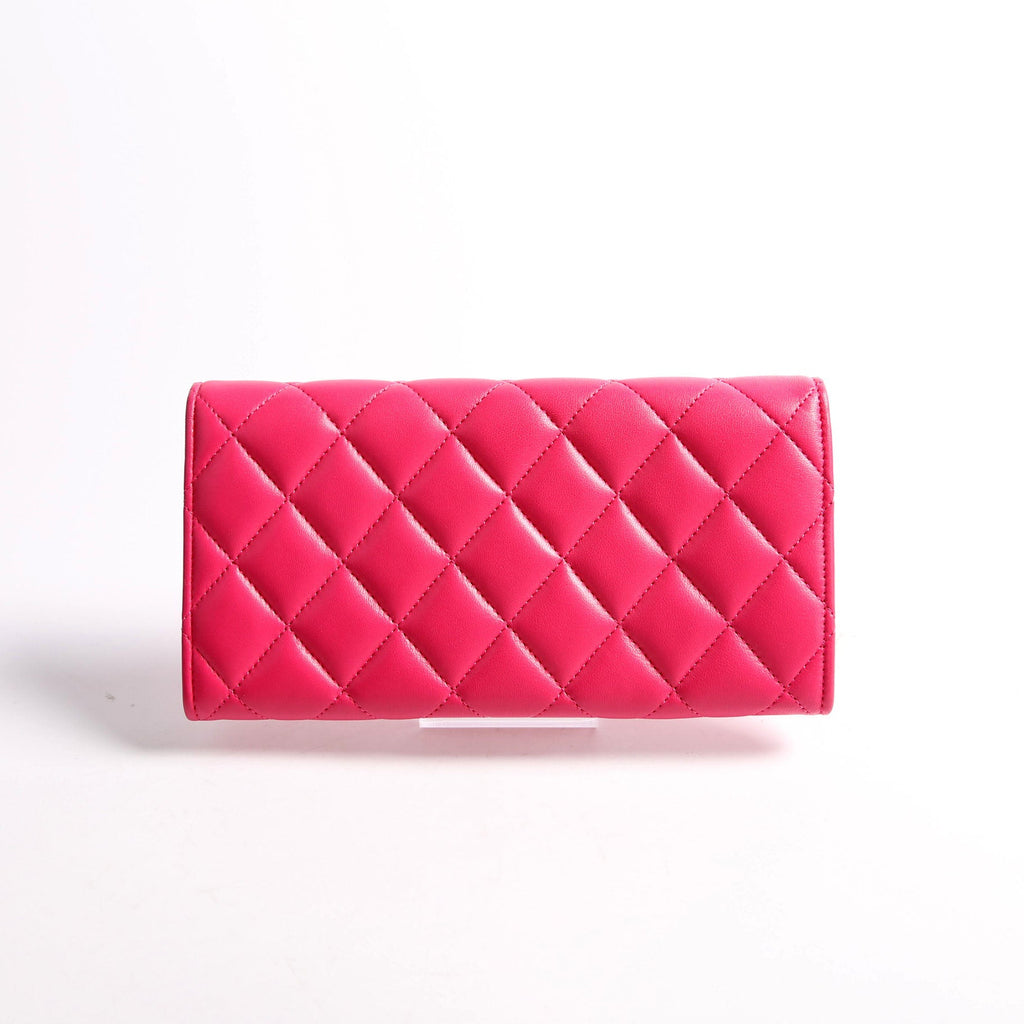 CC Flap Lambskin Long Wallet 19M Pink