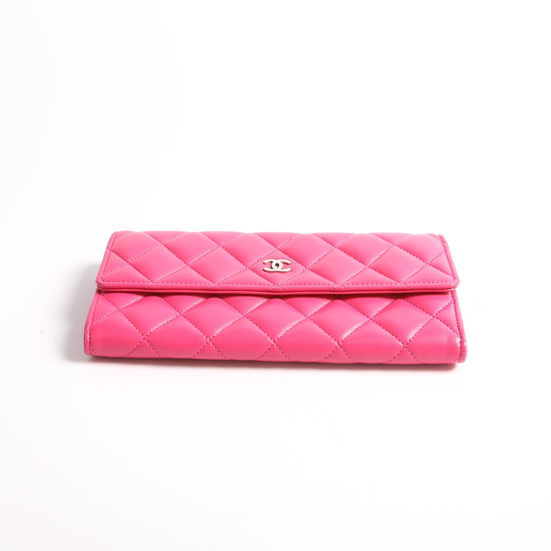 CC Flap Lambskin Long Wallet 19M Pink