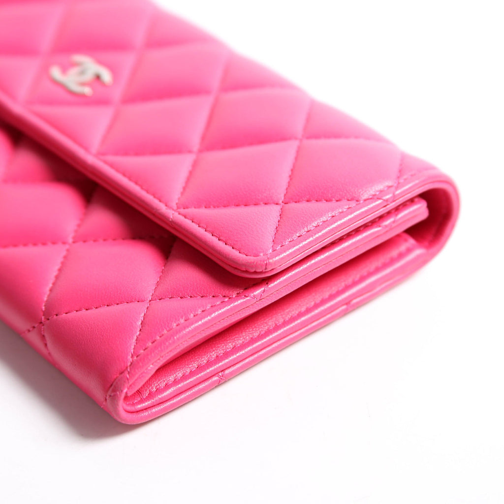 CC Flap Lambskin Long Wallet 19M Pink
