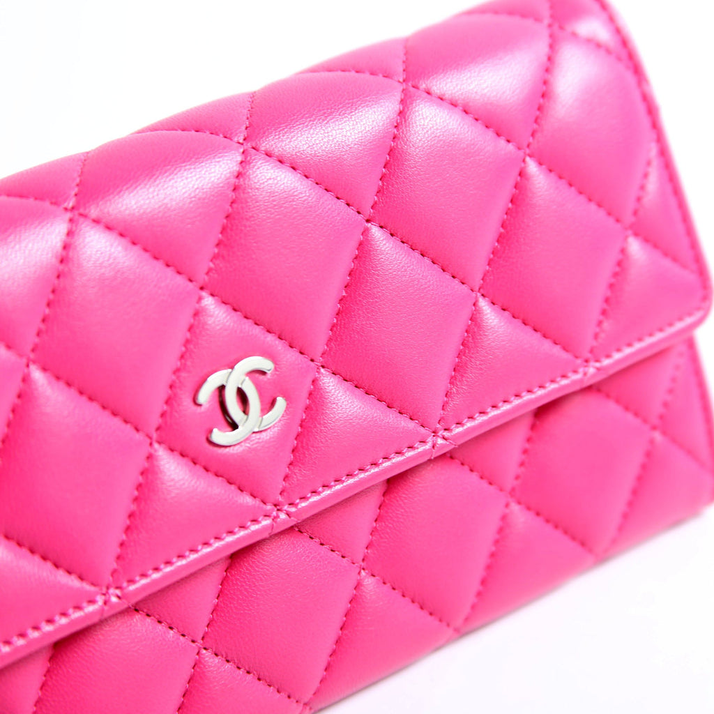 CC Flap Lambskin Long Wallet 19M Pink